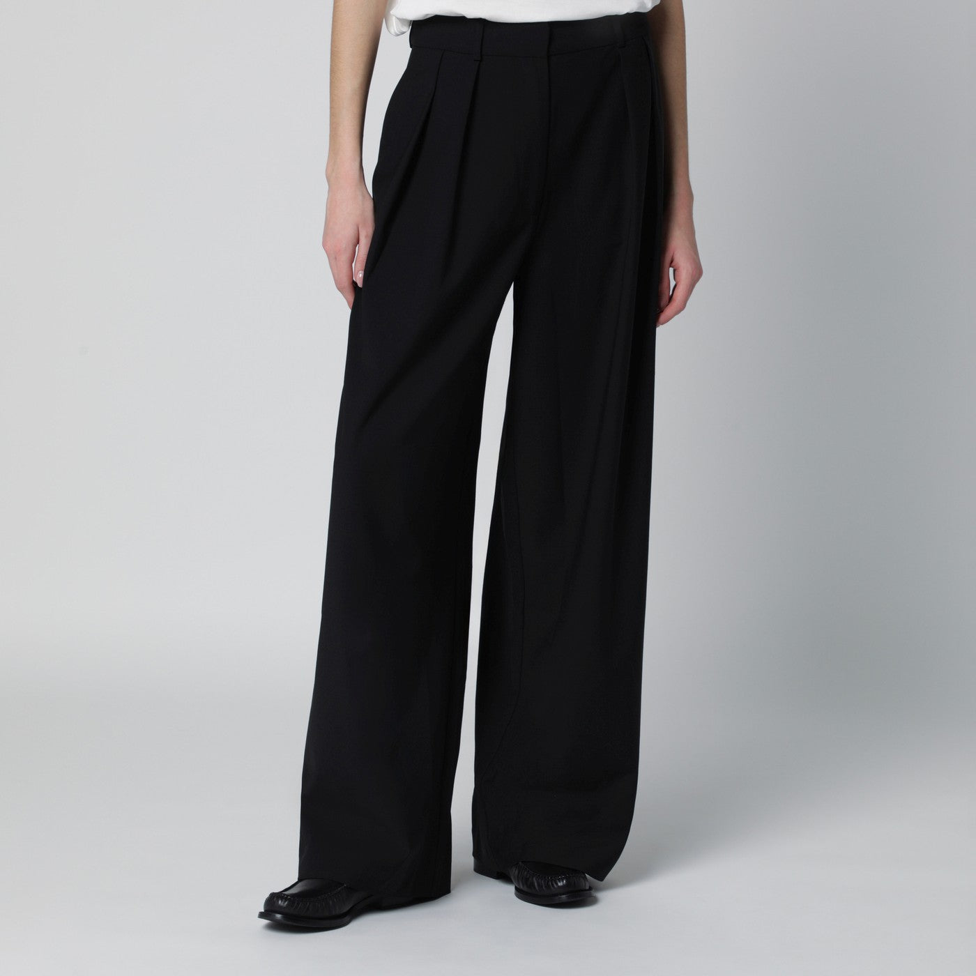 Pantalone ampio Ripley nero in misto lana