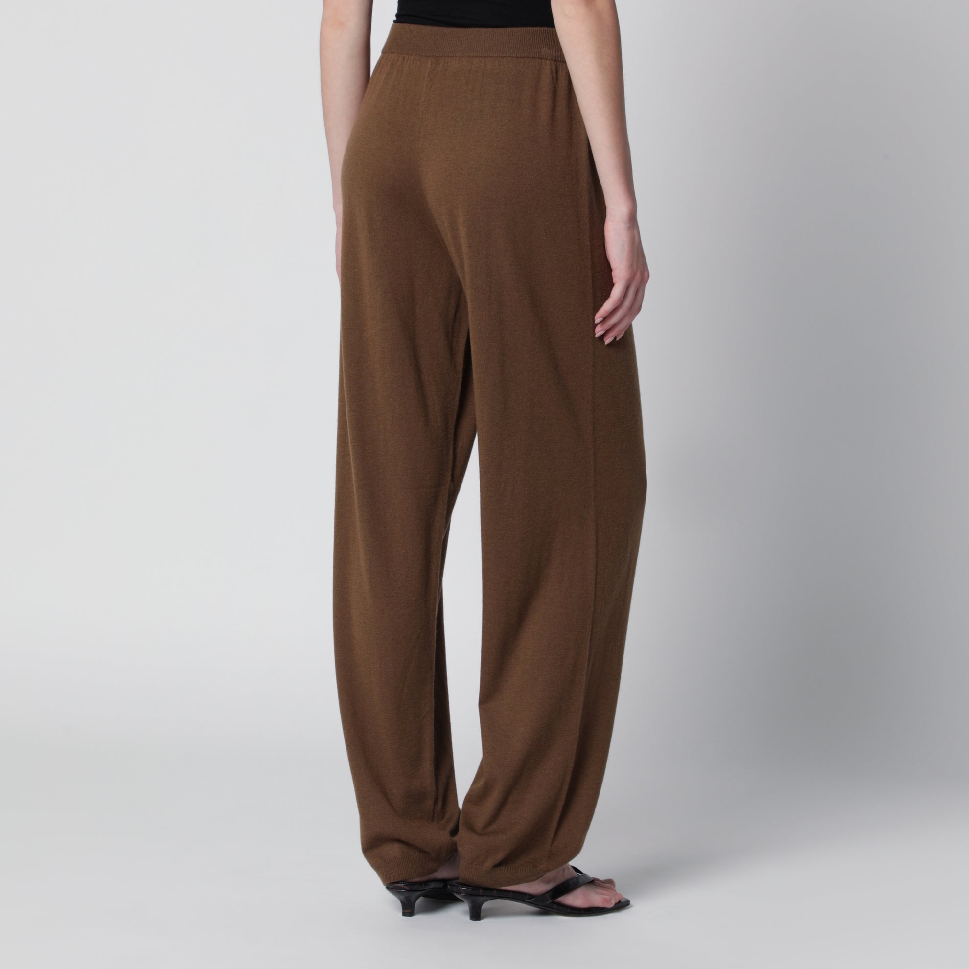 Pantalon de jogging Olia Knit en laine camel foncé