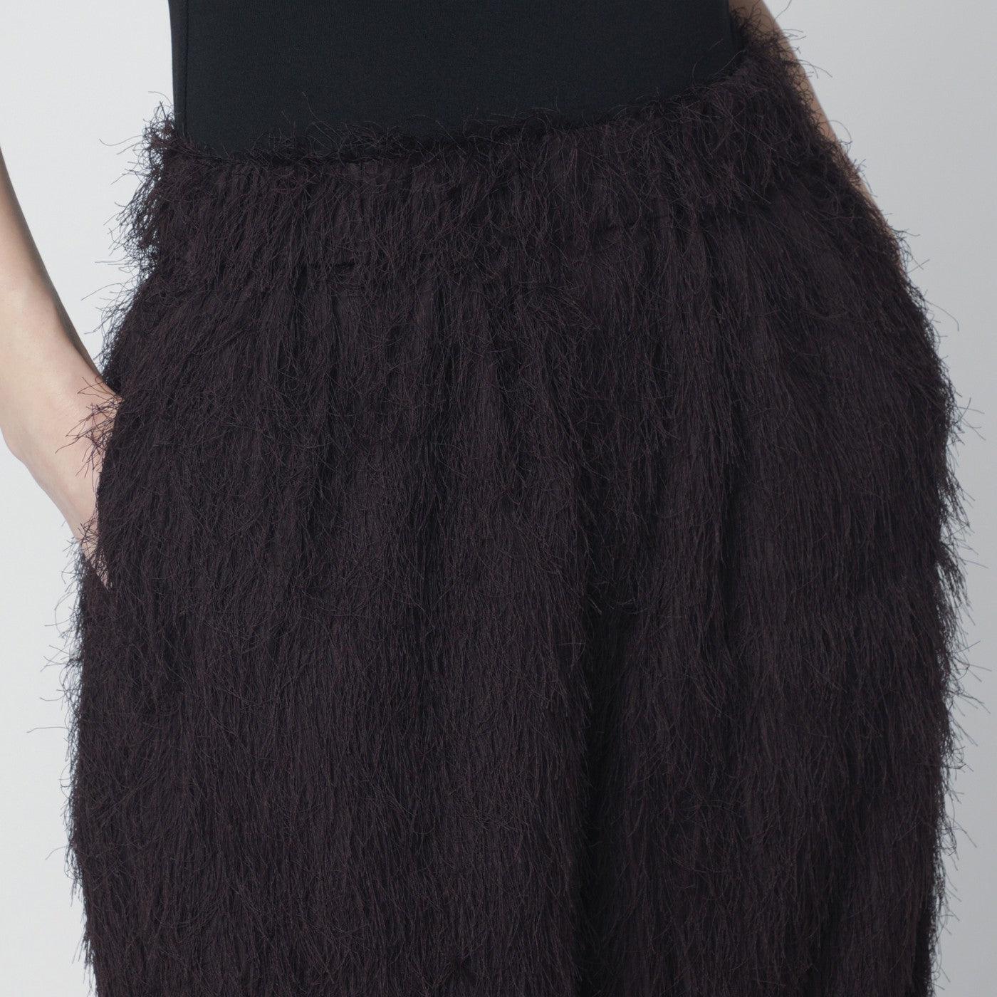 Dark brown fringed trousers