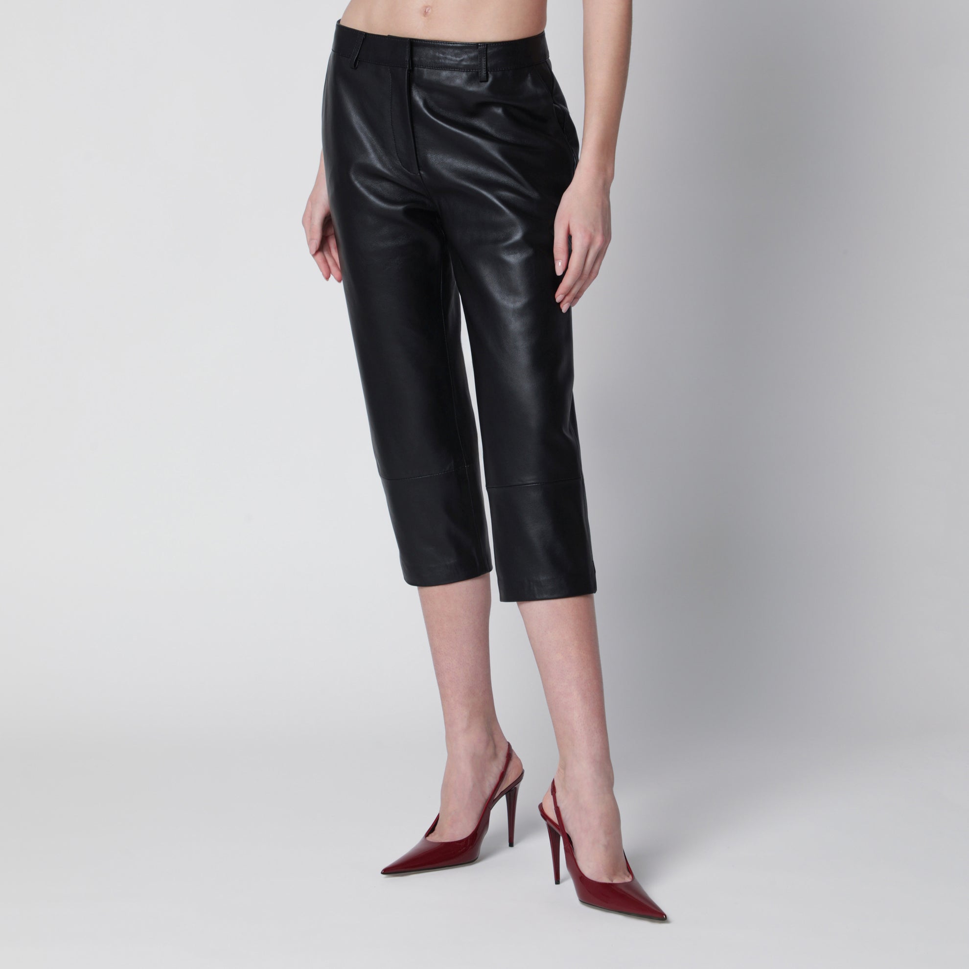 Caprihose Lior aus Lammleder in Schwarz