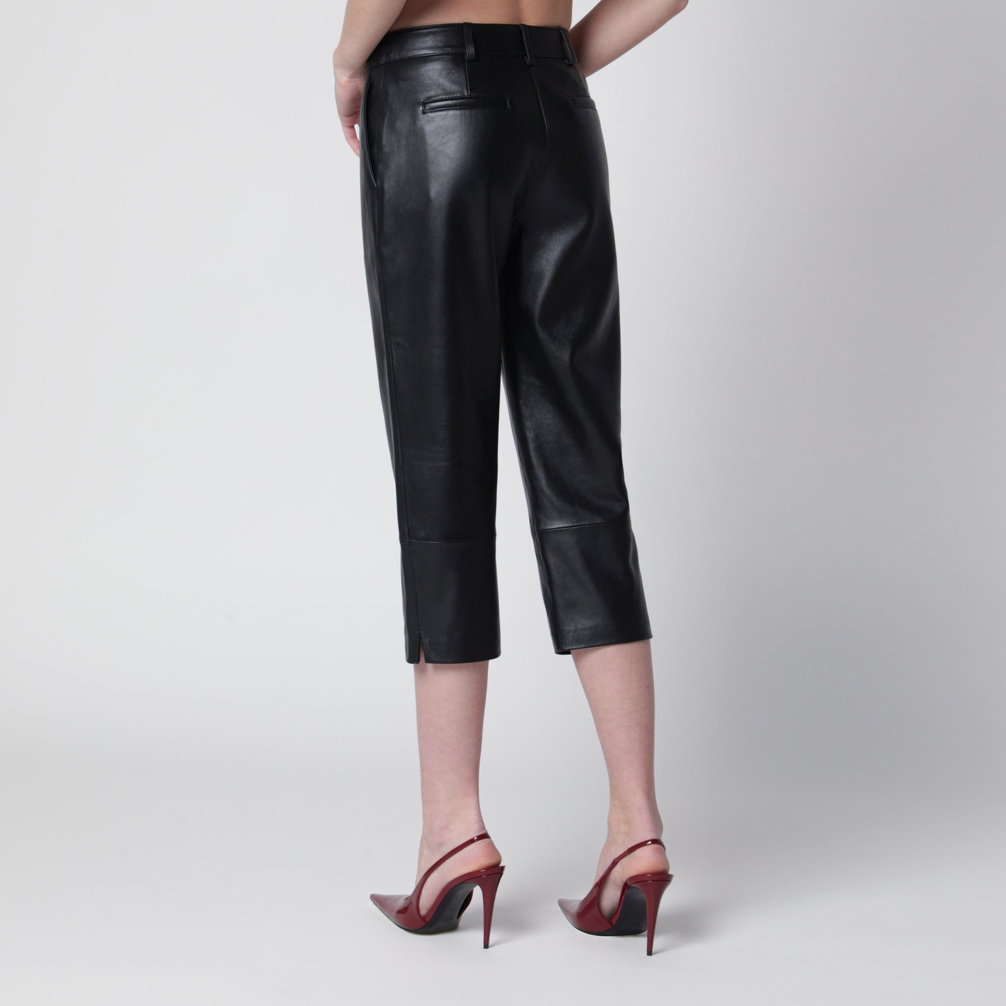 Caprihose Lior aus Lammleder in Schwarz