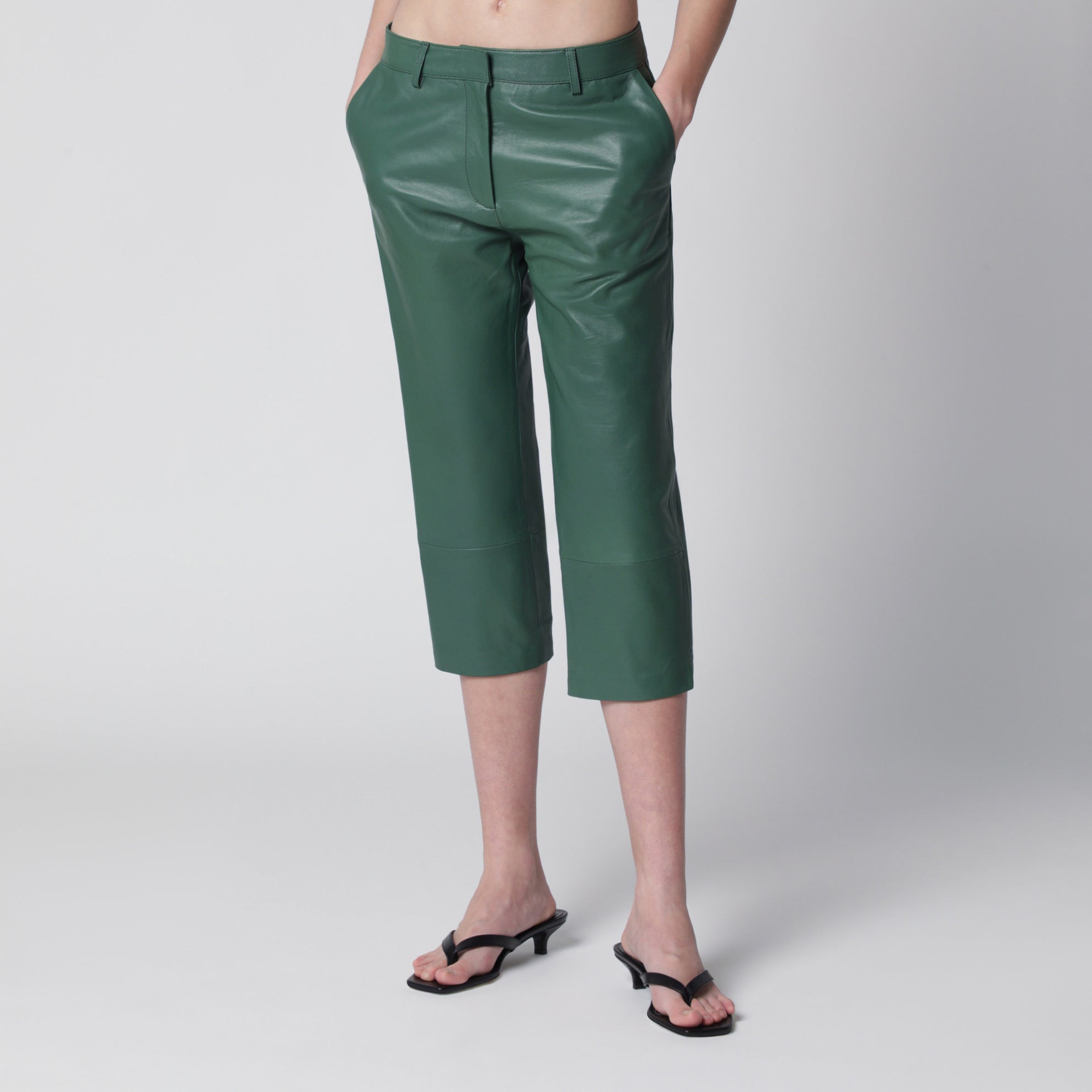 Olivet wide-leg faux leather pants in green