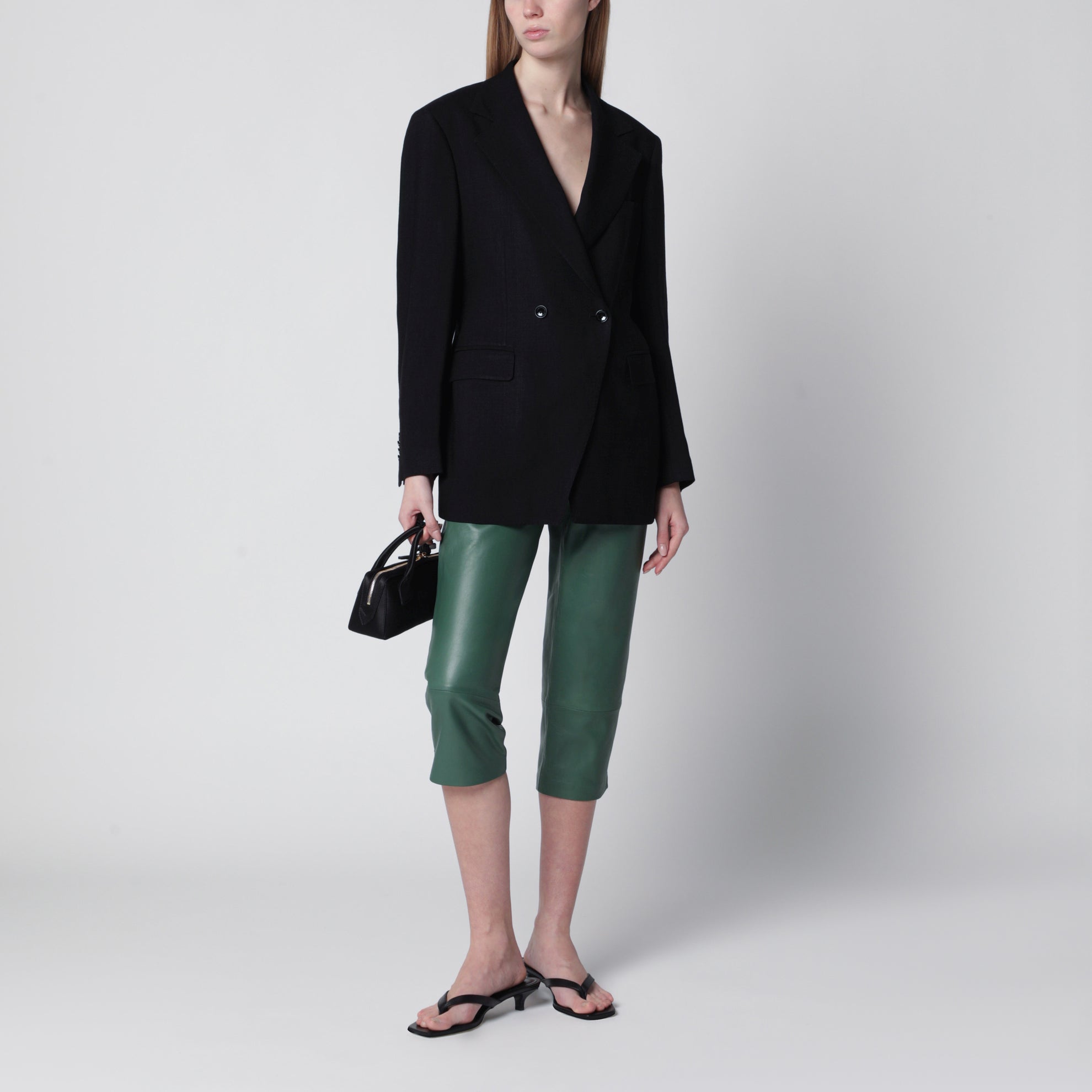 Olivet wide-leg faux leather pants in green