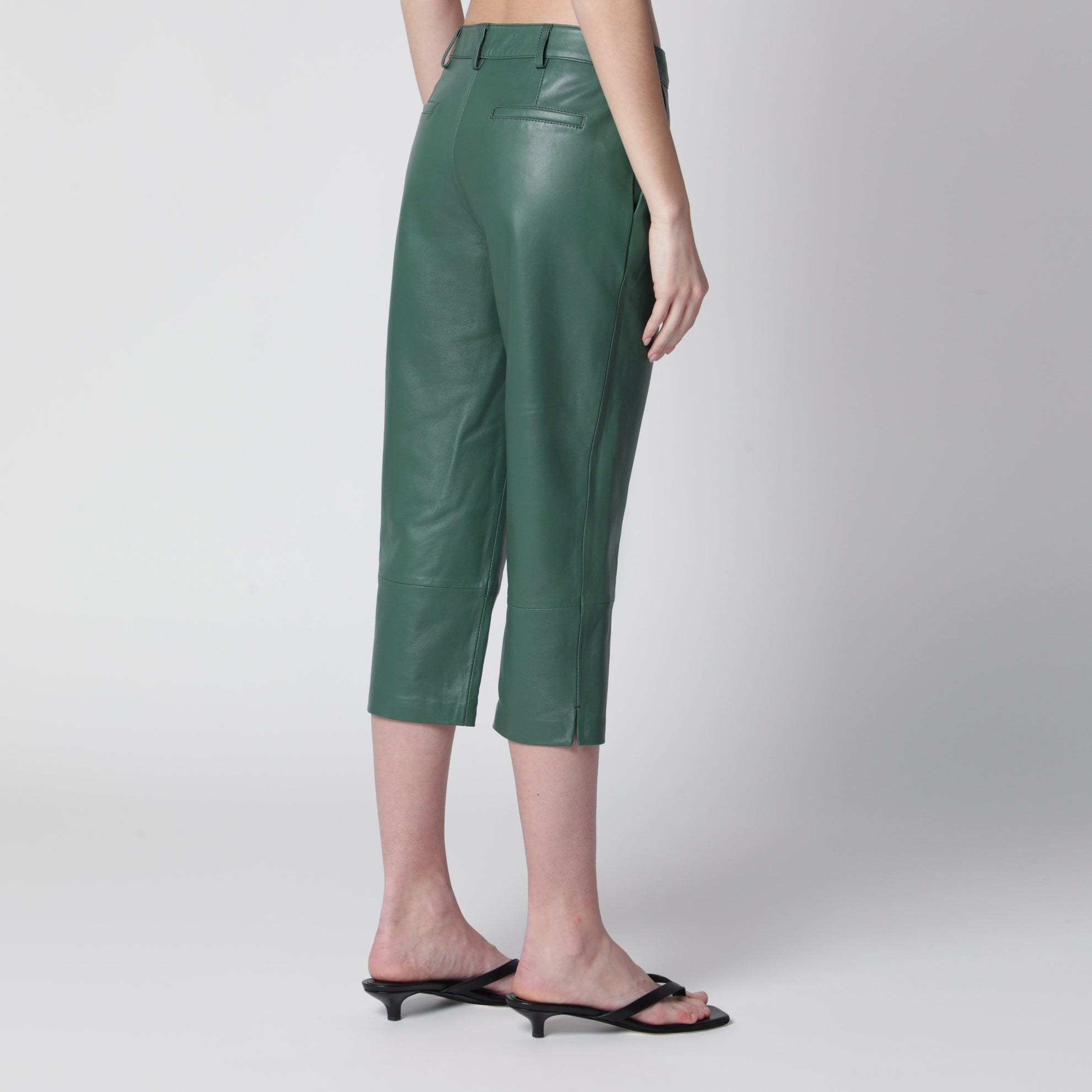 Olivet wide-leg faux leather pants in green