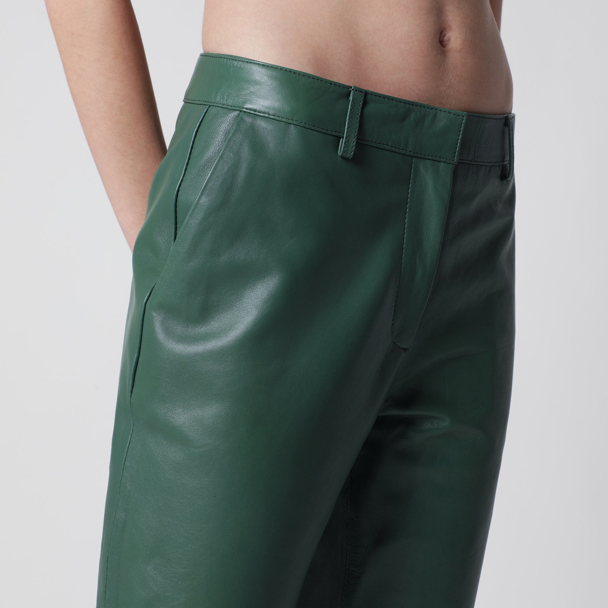 Olivet wide-leg faux leather pants in green
