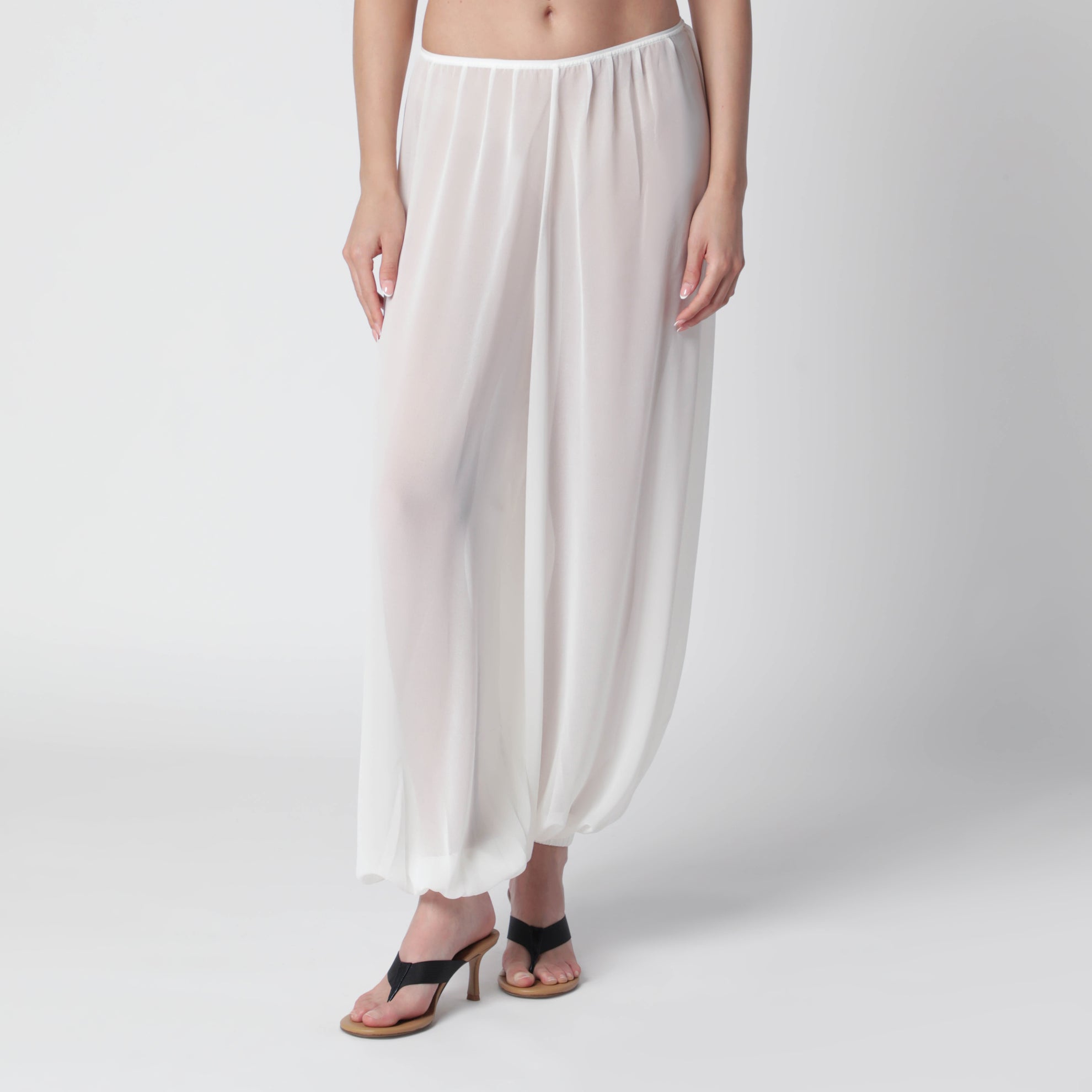 Pantalon ballon semi-transparent Mio blanc