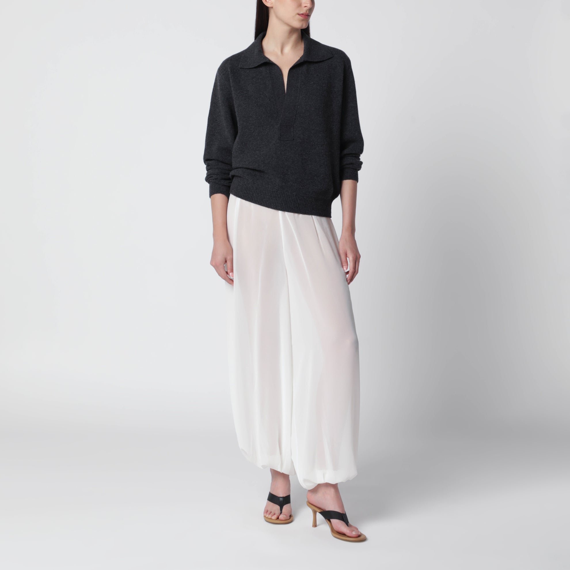 Pantalon ballon semi-transparent Mio blanc