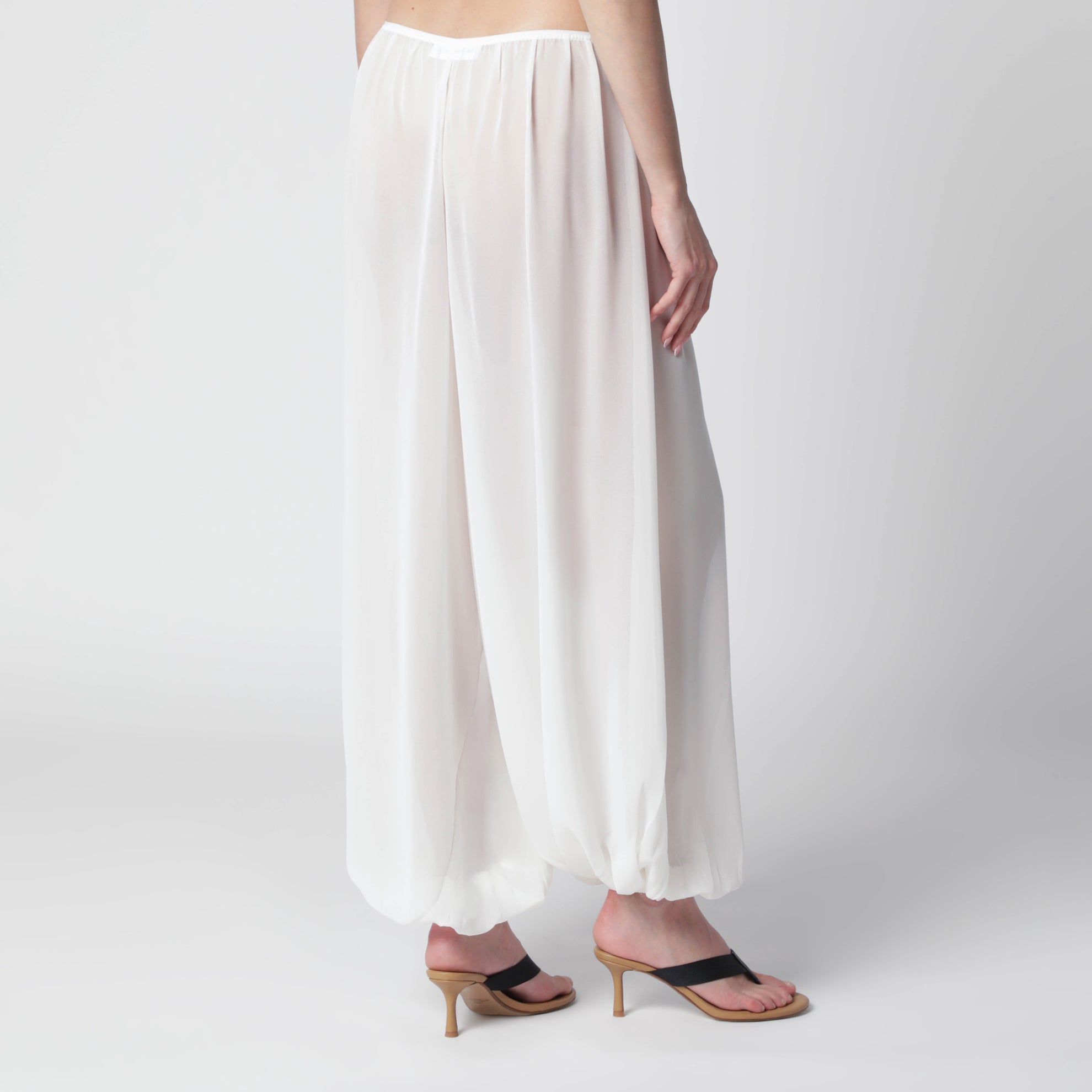 Pantalon ballon semi-transparent Mio blanc