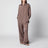 Short rayé en viscose et soie marron