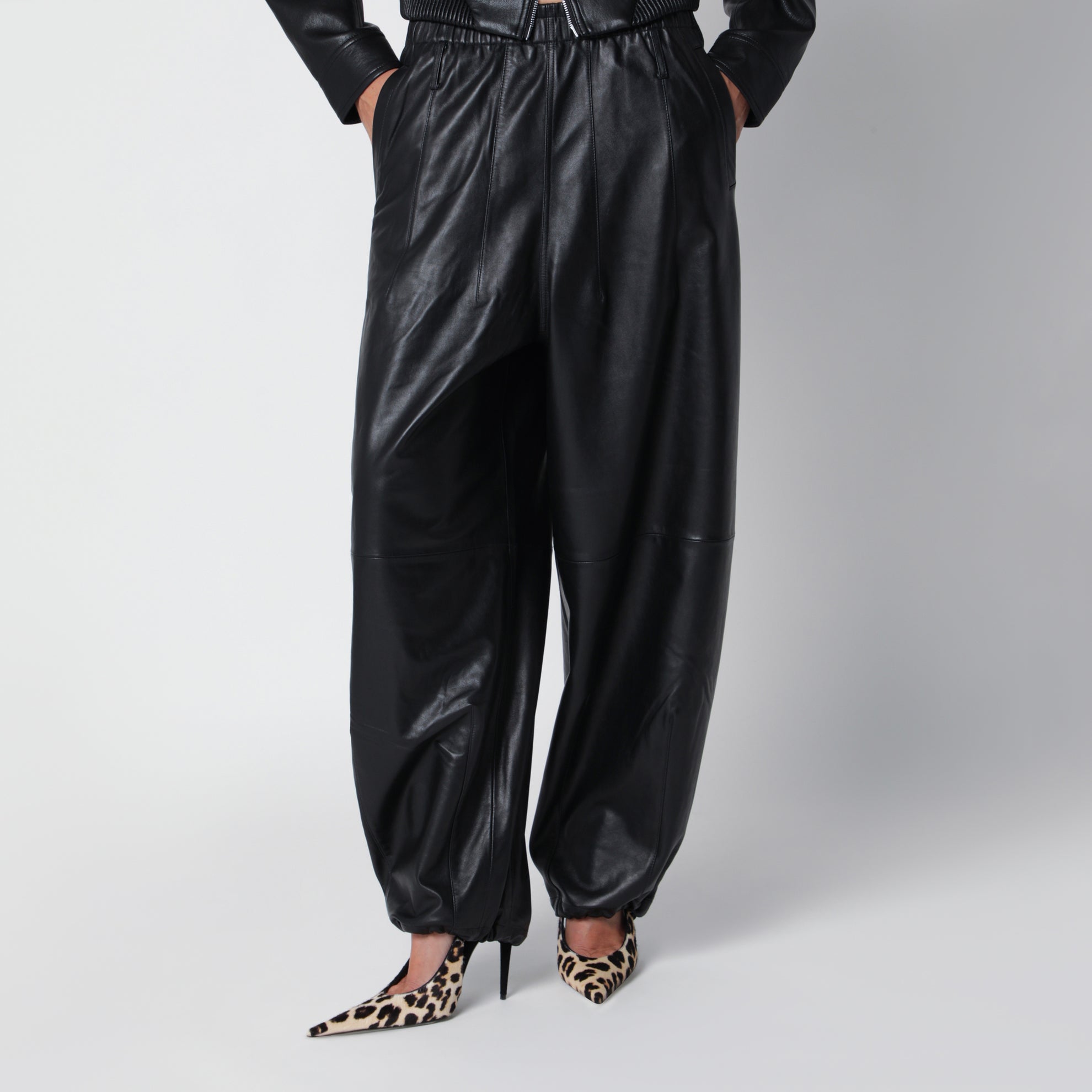 Pantaloni Oakdale neri in pelle