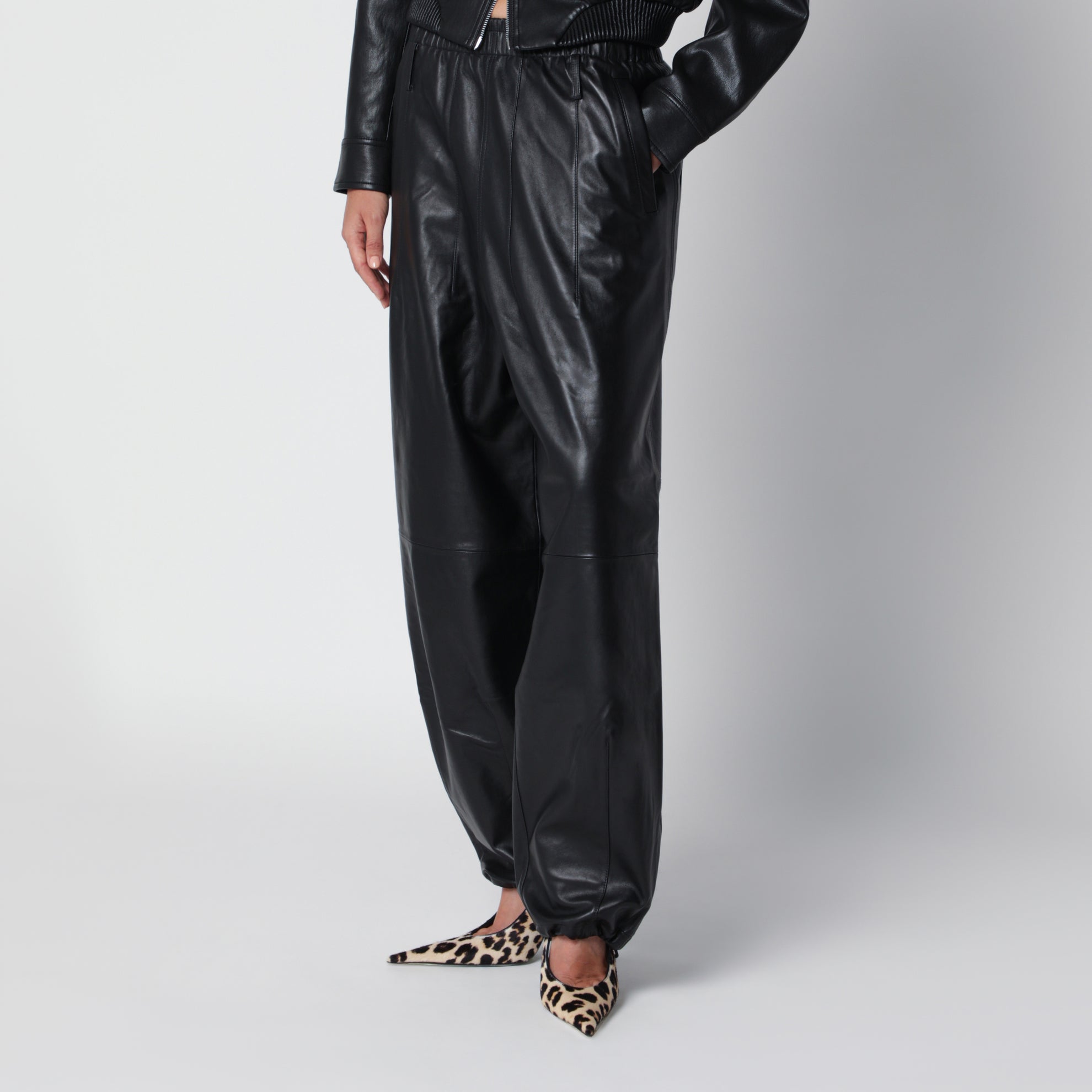 Pantaloni Oakdale neri in pelle