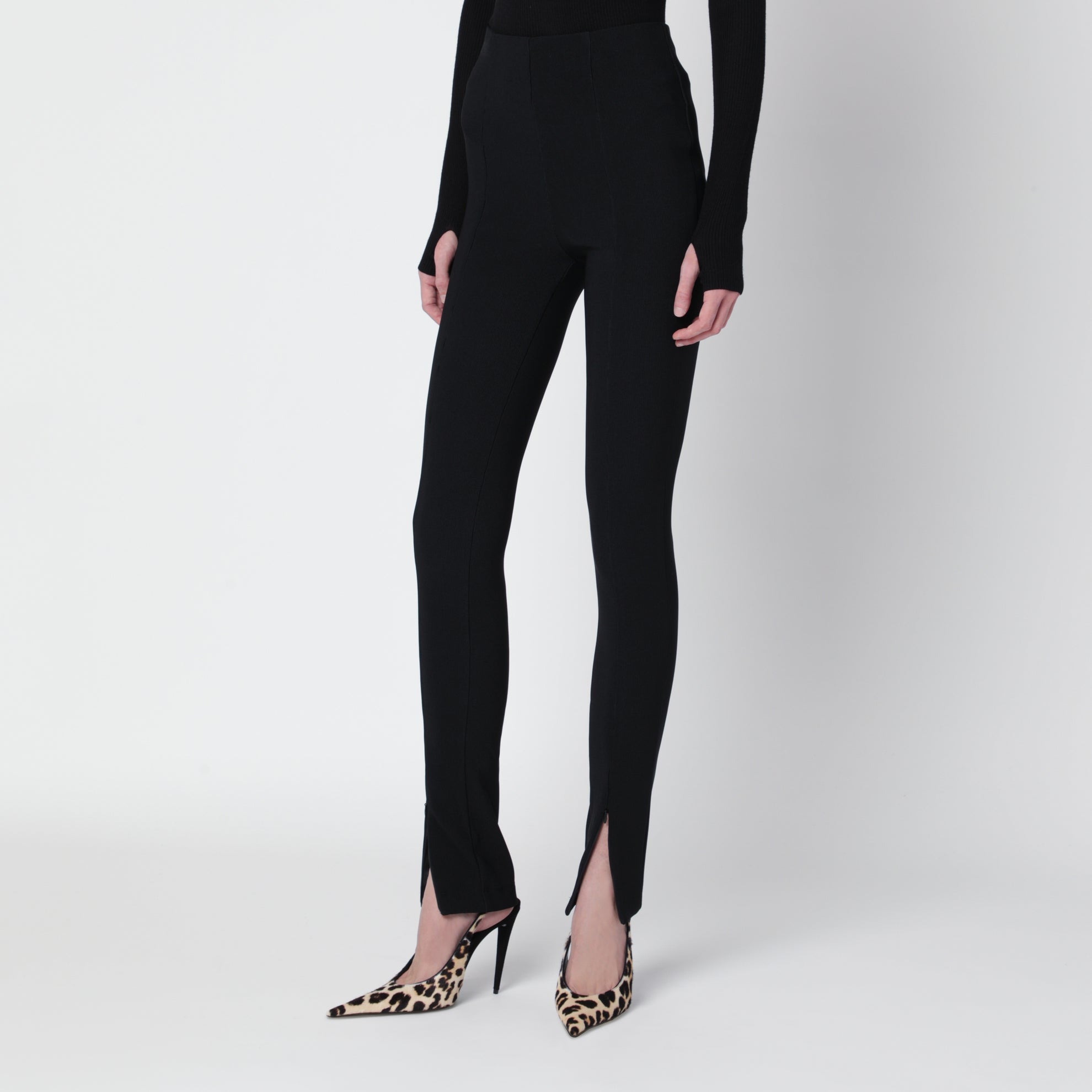 Black leggings with slits