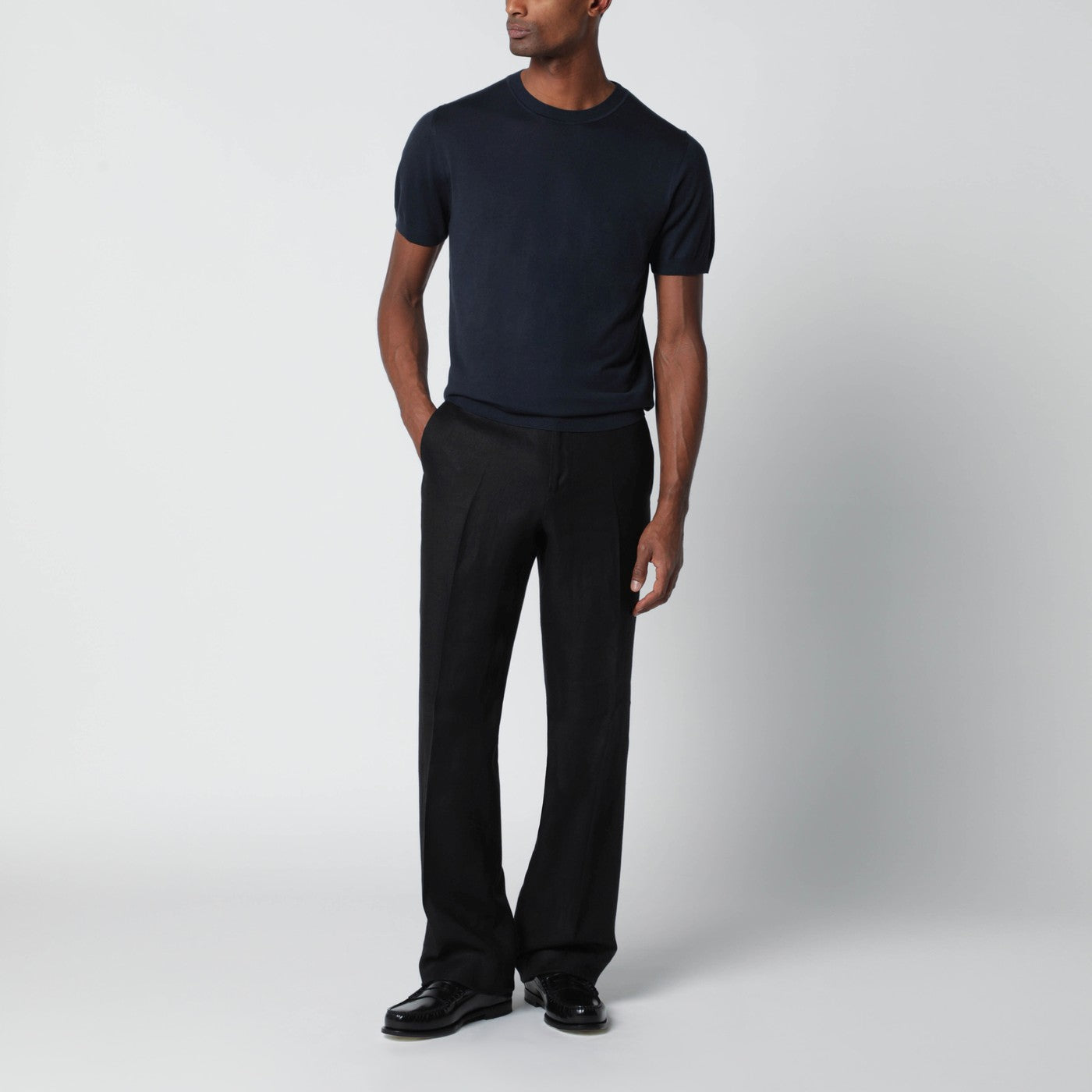 Blue wool-blend knit