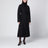 Black pleated redingote coat in technical fabric