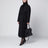 Black pleated redingote coat in technical fabric