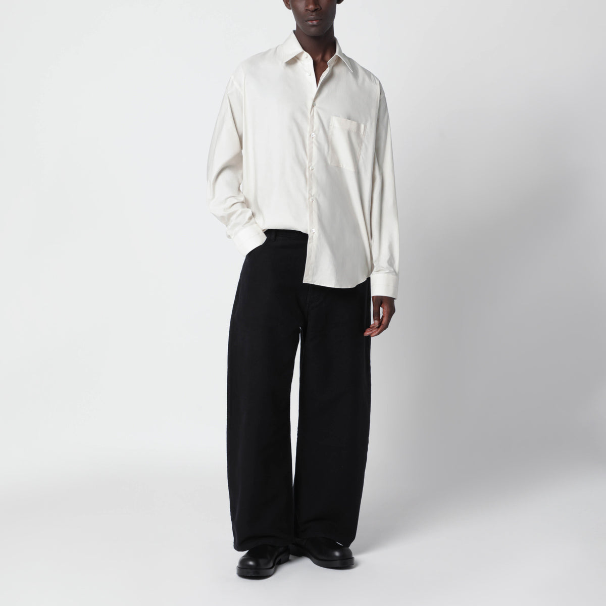 Jean large Paolo noir délavé