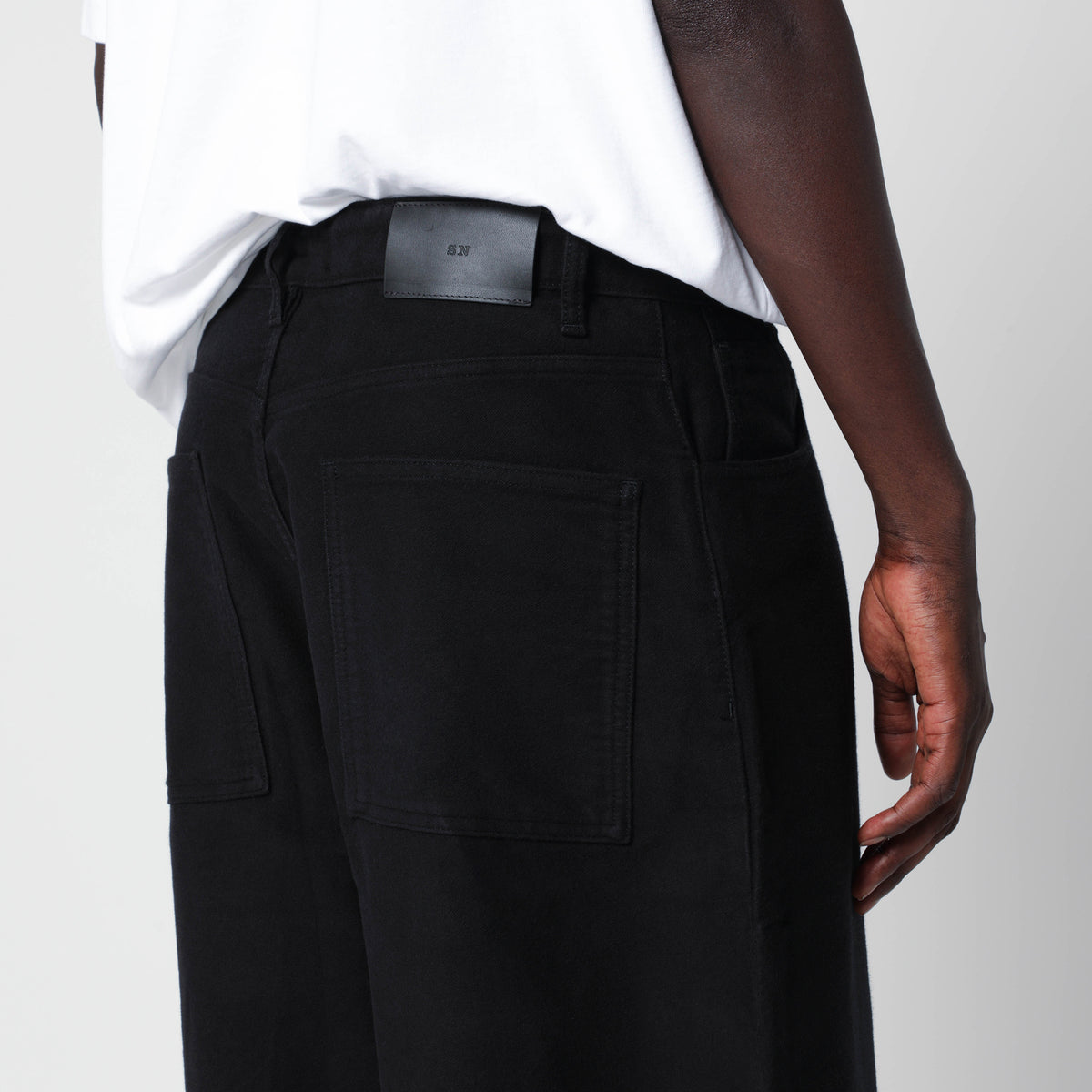 Jean large Paolo noir délavé
