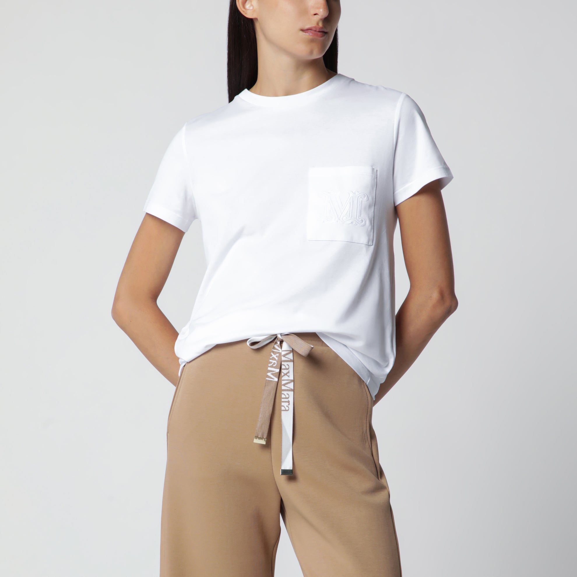 White cotton jersey T-shirt