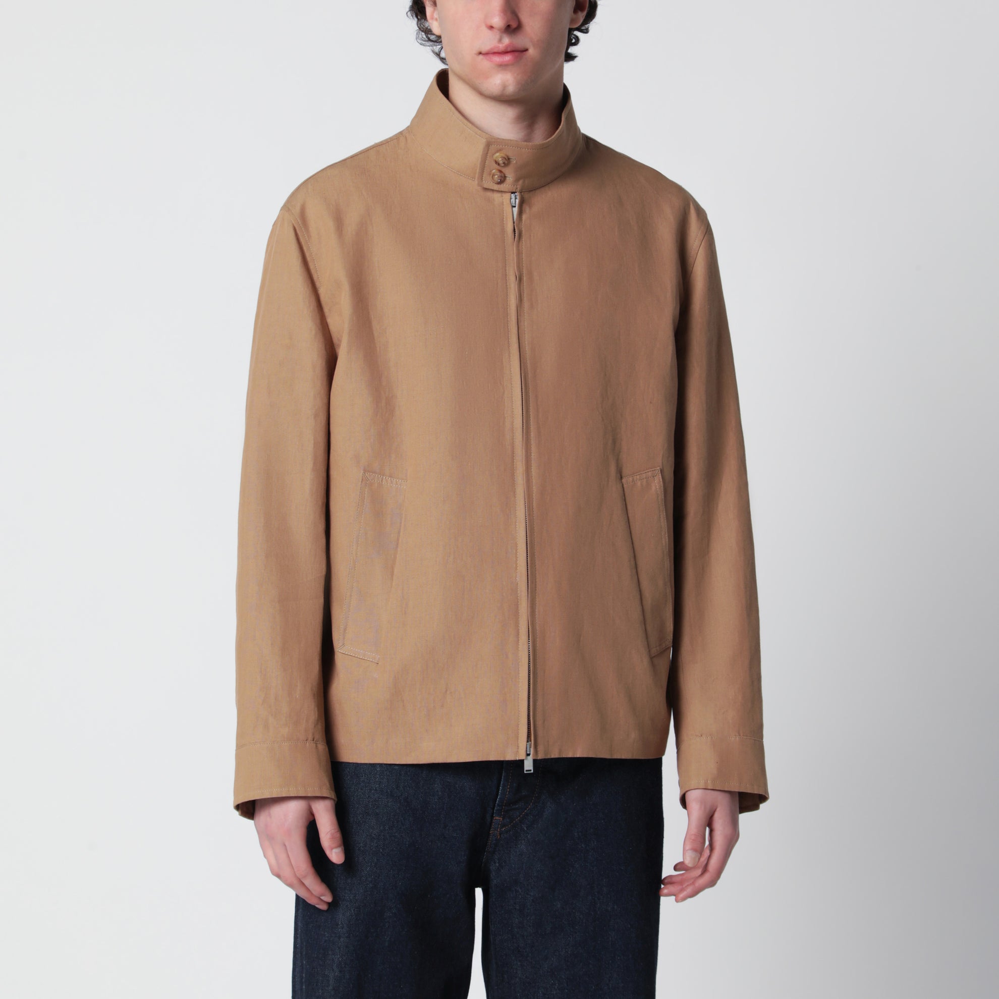 Veste couleur camel en mélange de lin
