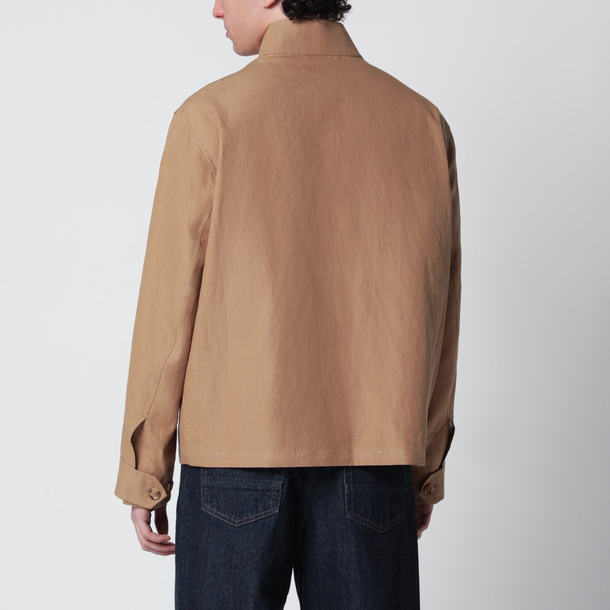 Veste couleur camel en mélange de lin