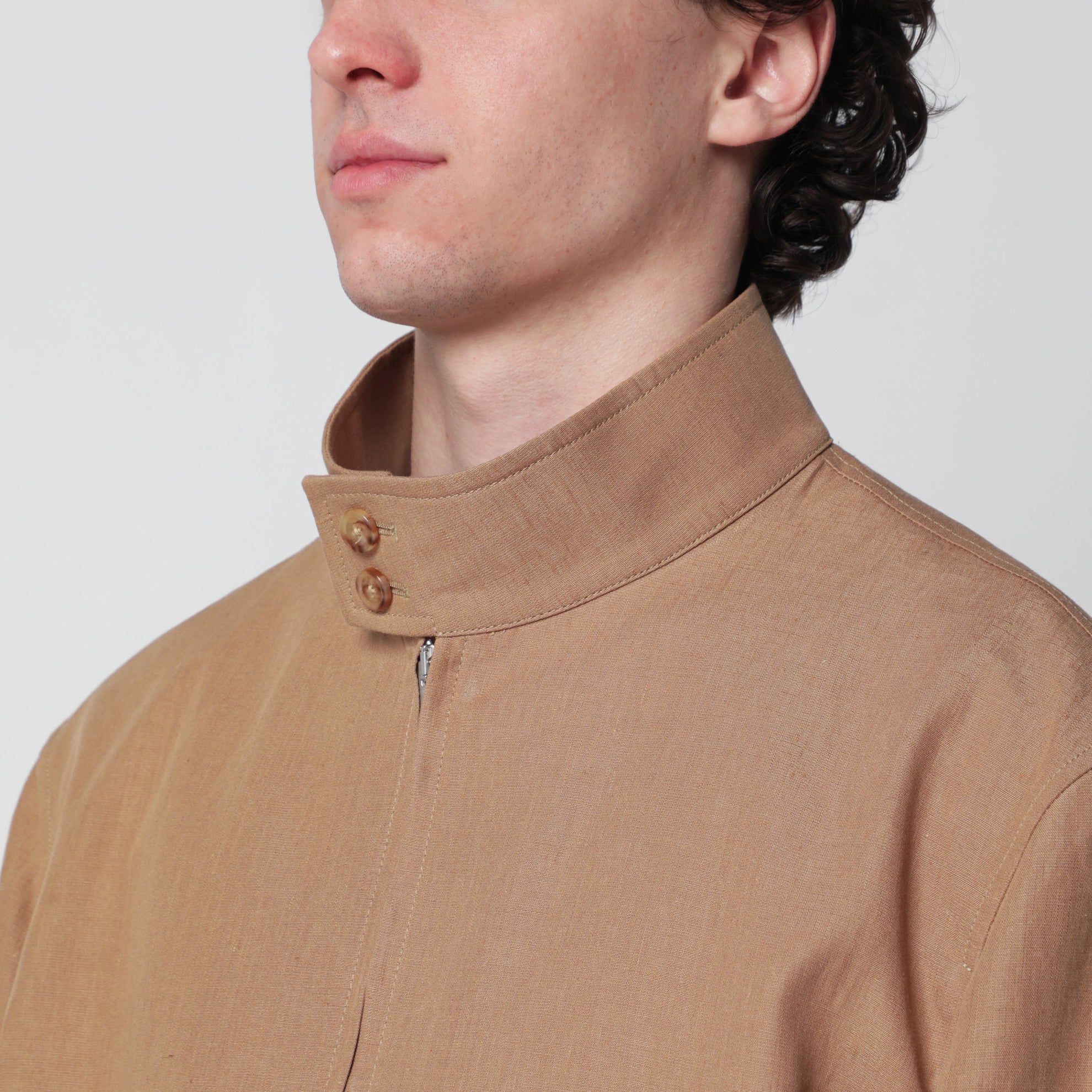 Veste couleur camel en mélange de lin