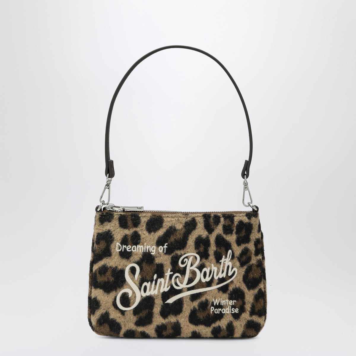 Leopard-print pouch in fur-effect fabric