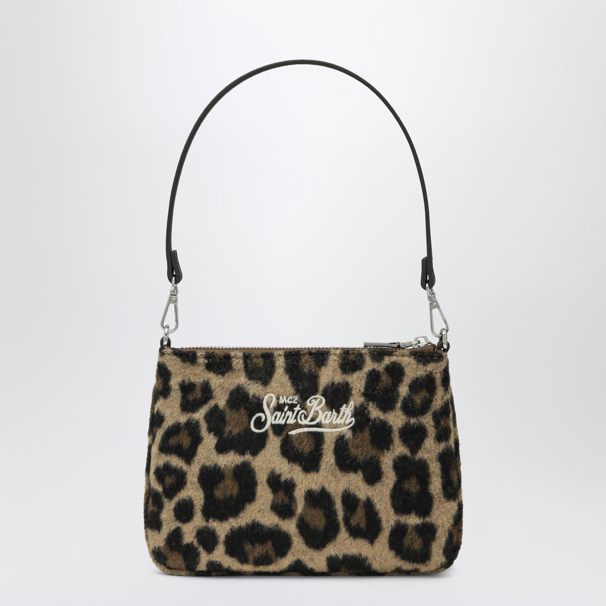 Leopard-print pouch in fur-effect fabric
