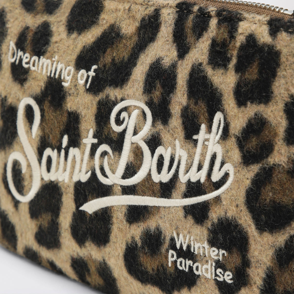 Leopard-print pouch in fur-effect fabric