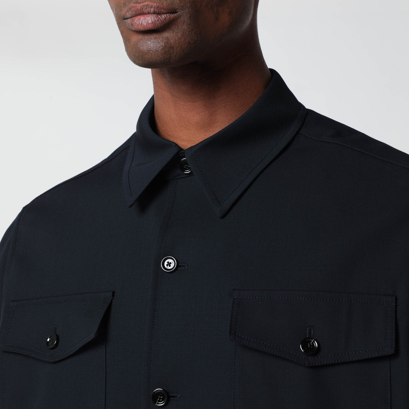 Blue wool shirt jacket