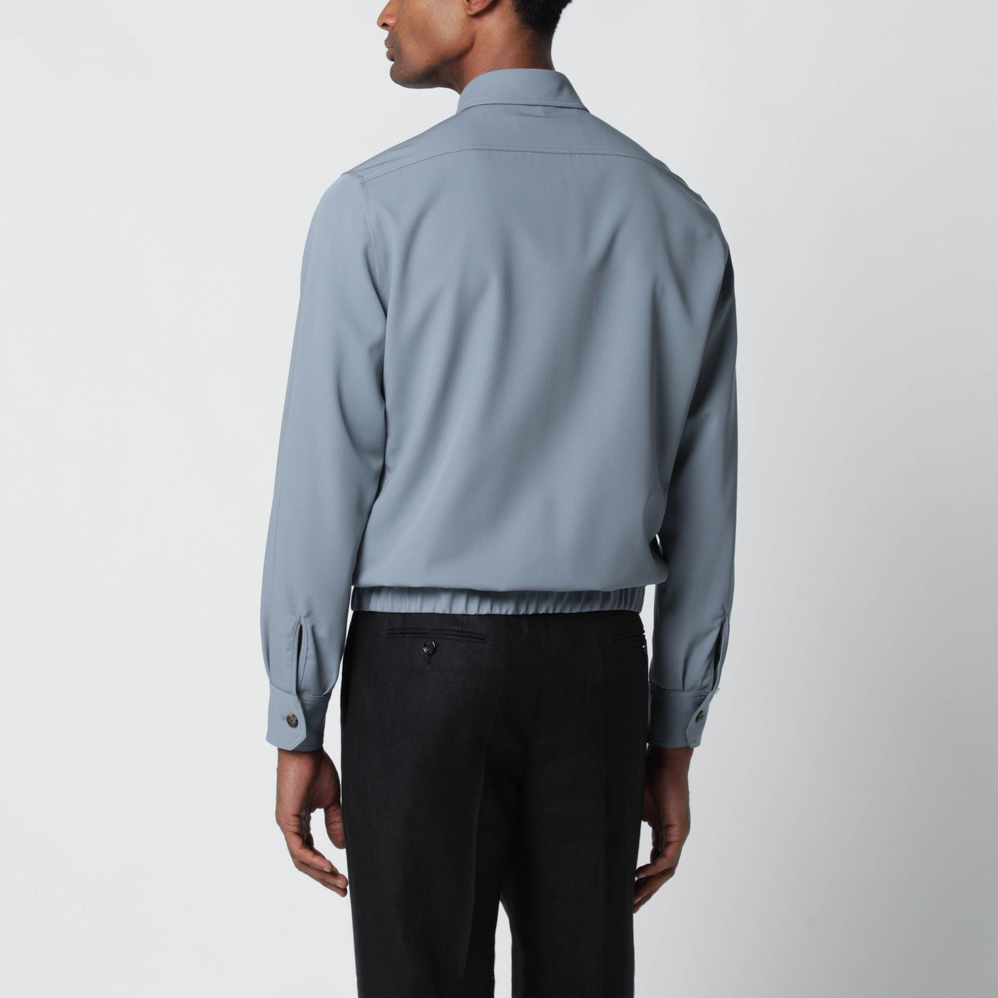 Graue Hemdjacke aus Wolle