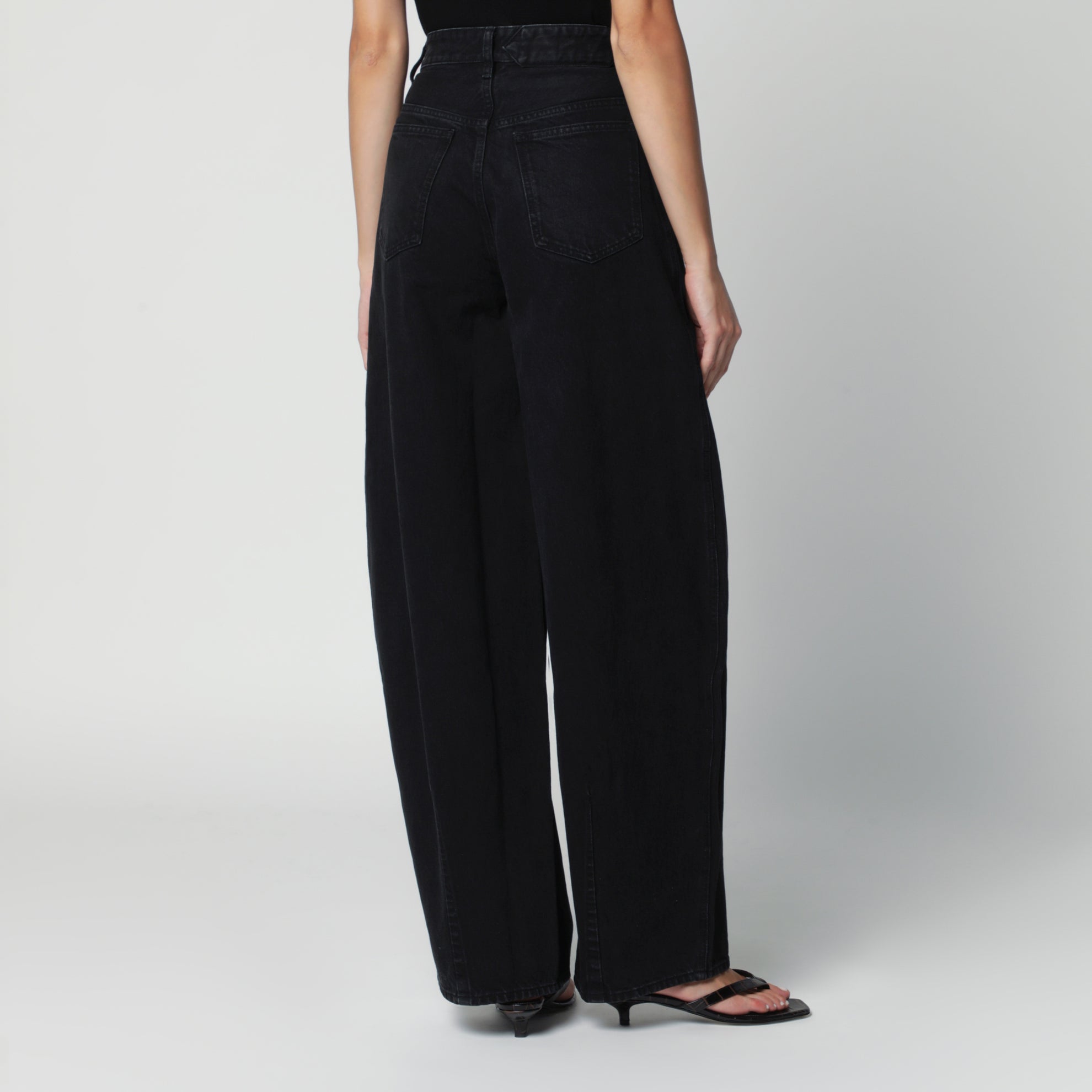 High-waisted black denim jeans