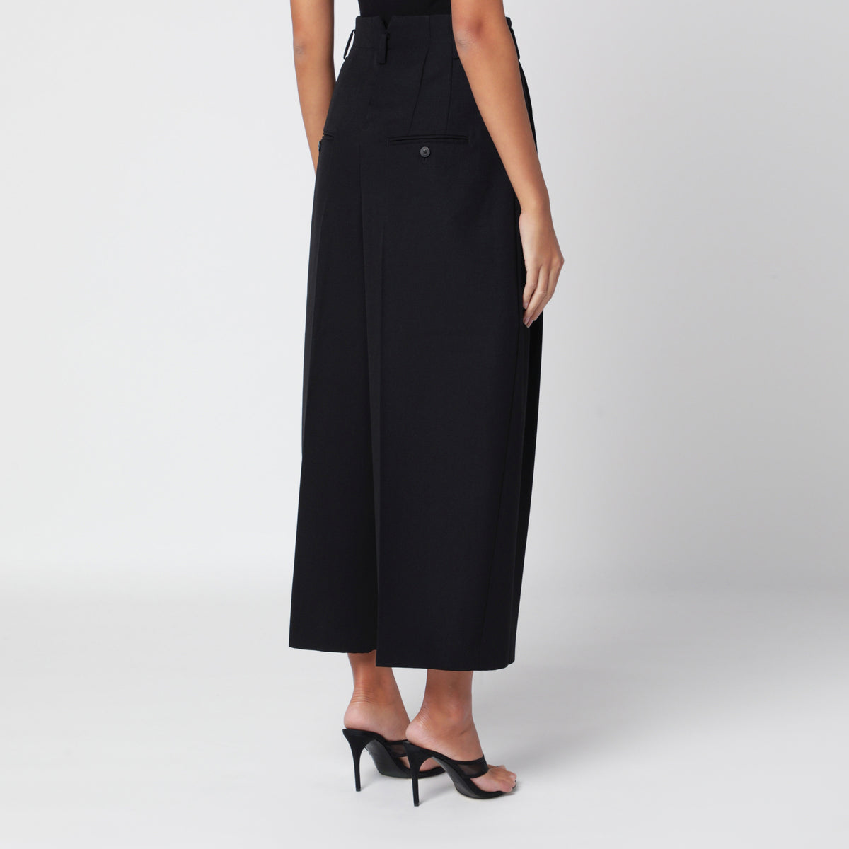Schwarze Miami-Hose aus kühler Wolle