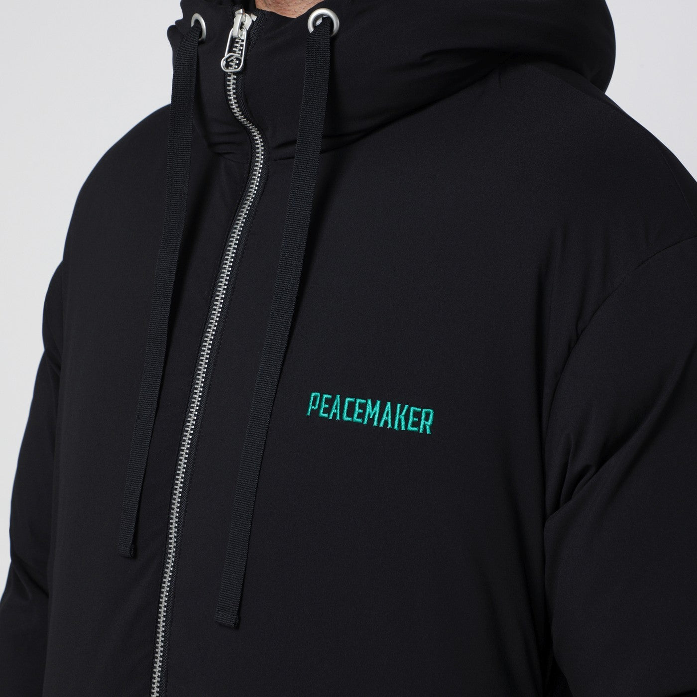Schwarze Peacemaker Steppjacke mit Logo-Stickerei
