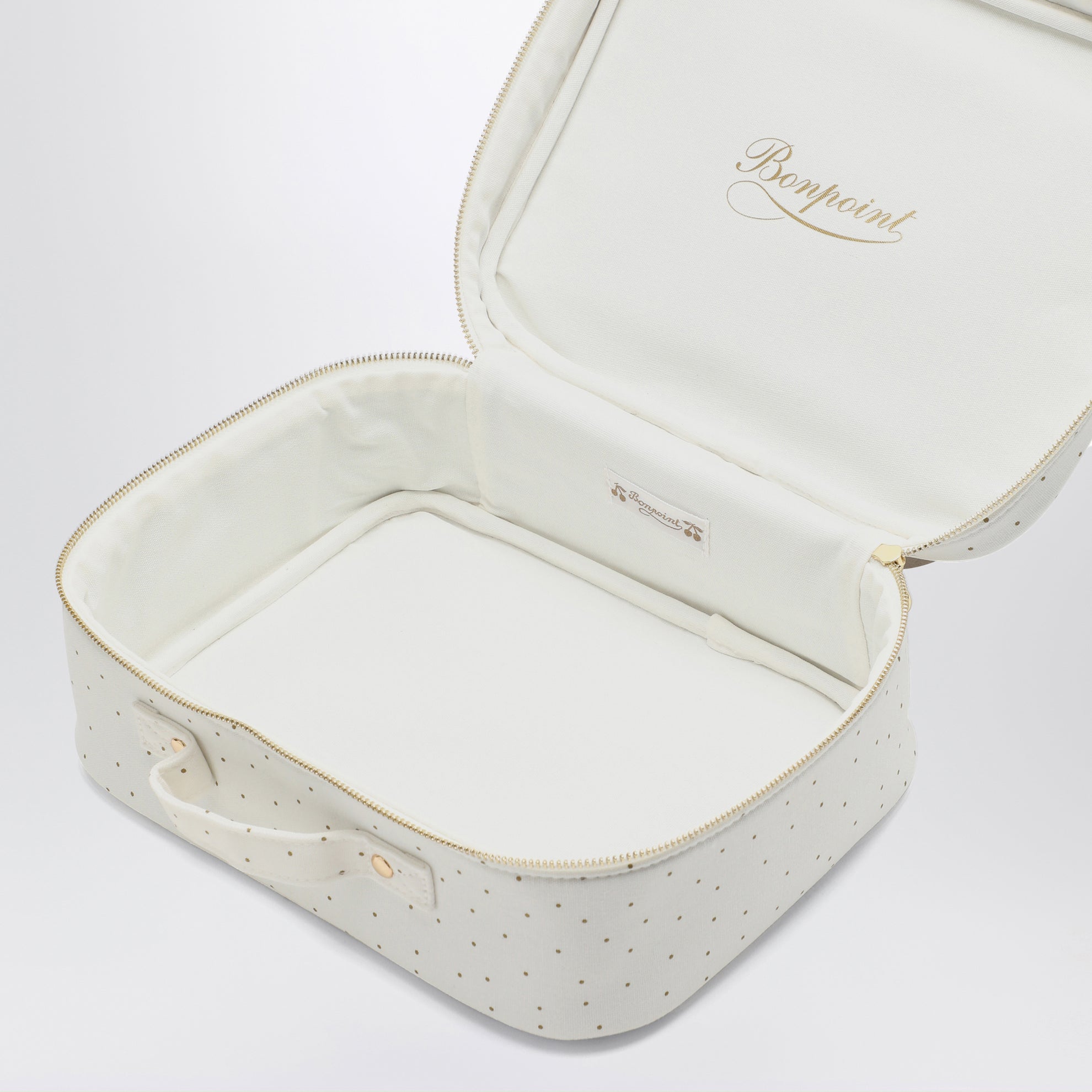White/gold polka dot small roof box