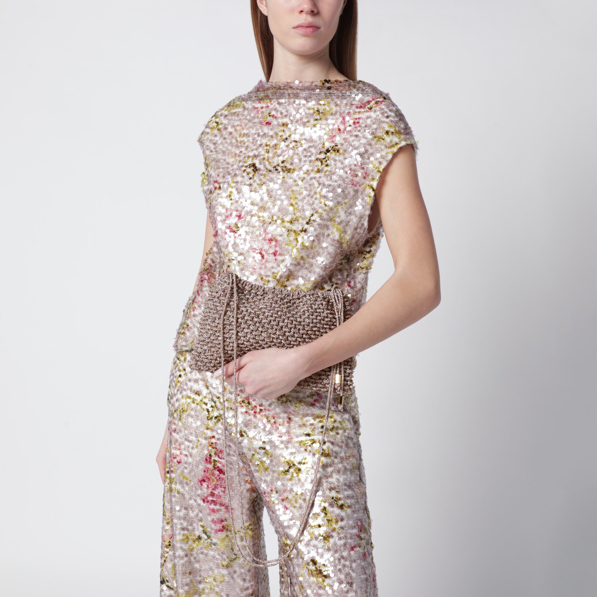 Penelope peach jewel bag with crystals