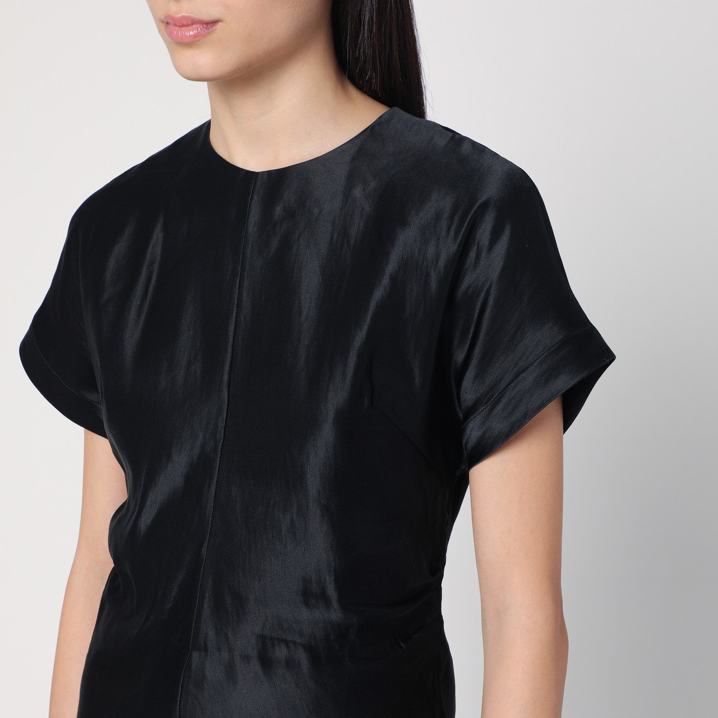 Black T-shirt in linen and silk