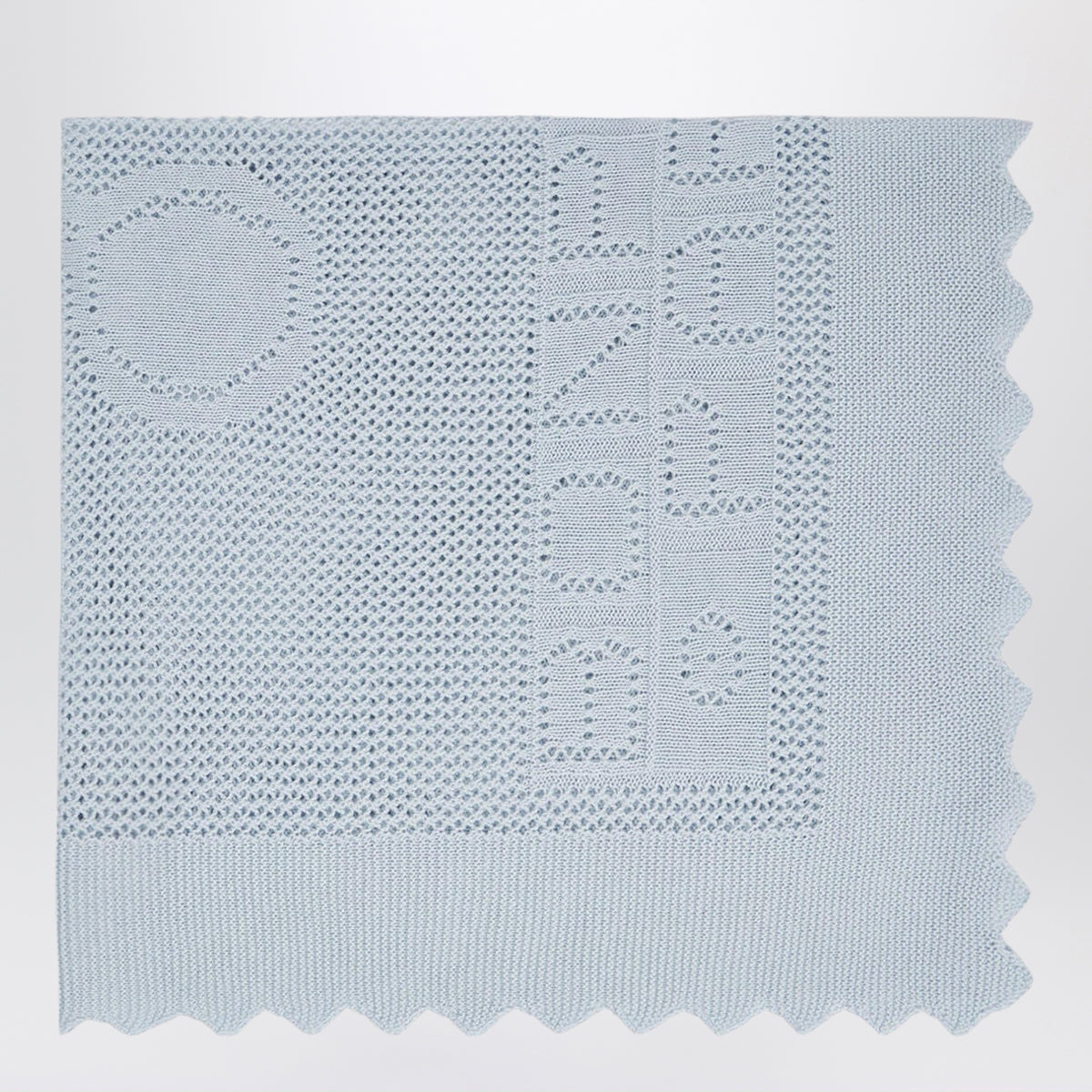 Scialle blu grigio in cotone e lana