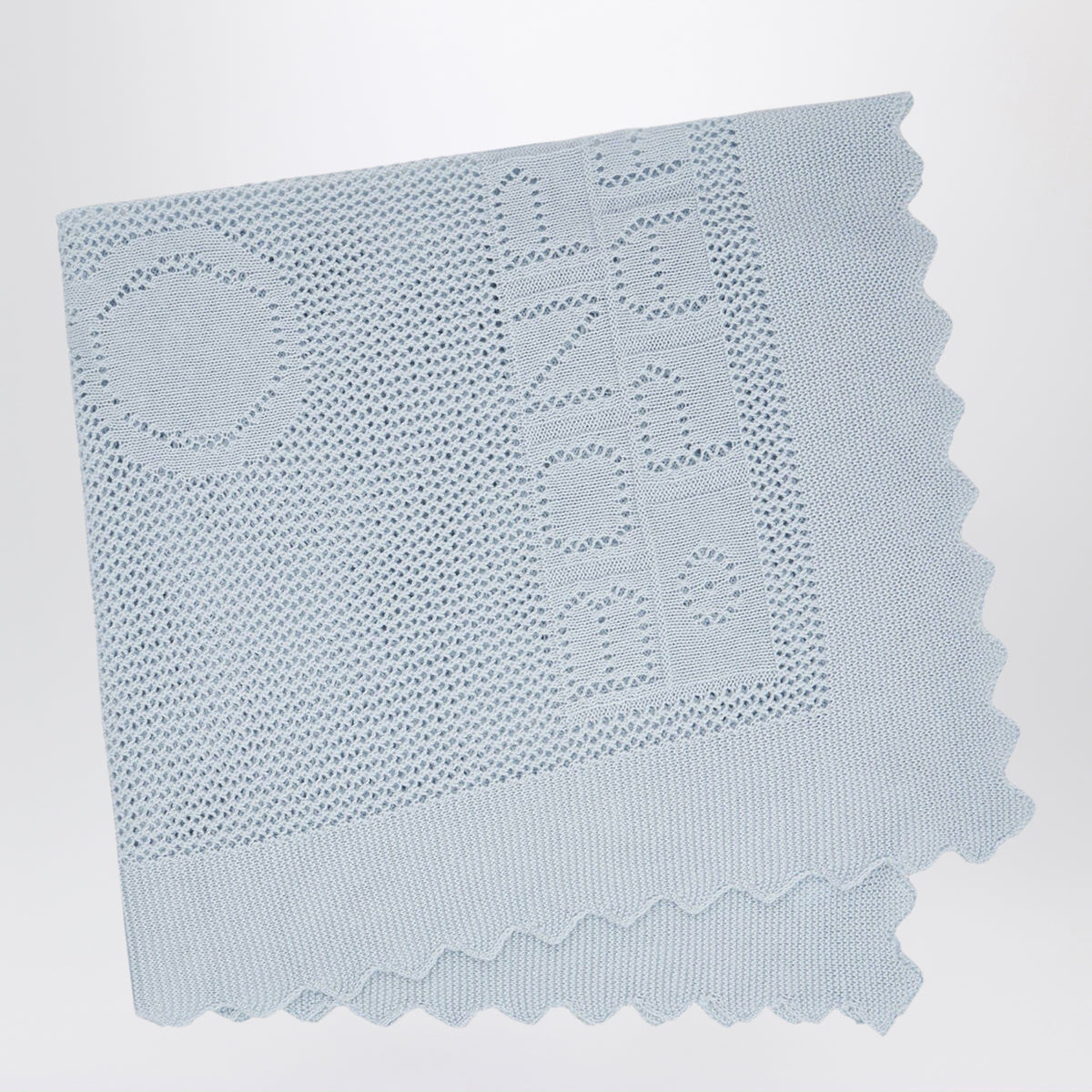 Scialle blu grigio in cotone e lana