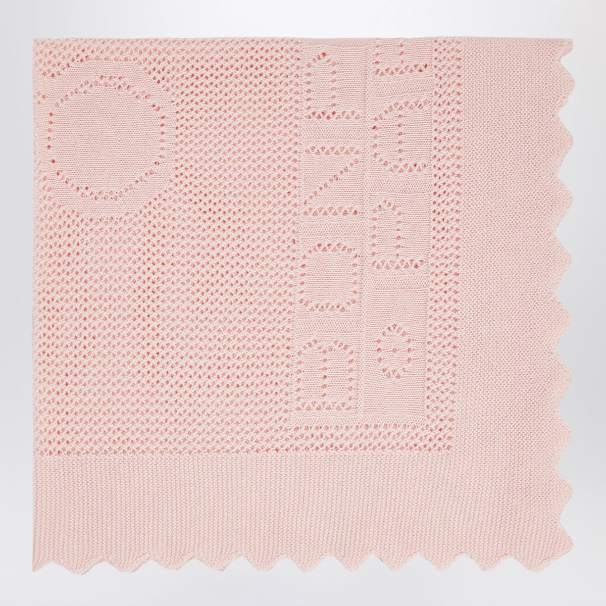 Châle en coton et laine rose pâle