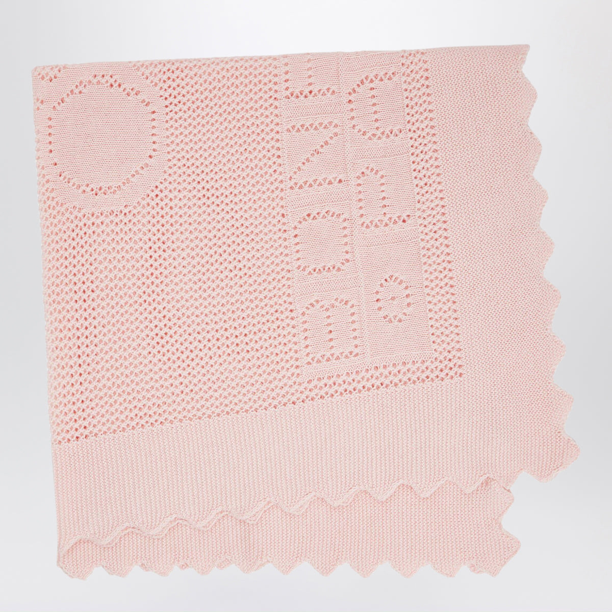 Châle en coton et laine rose pâle