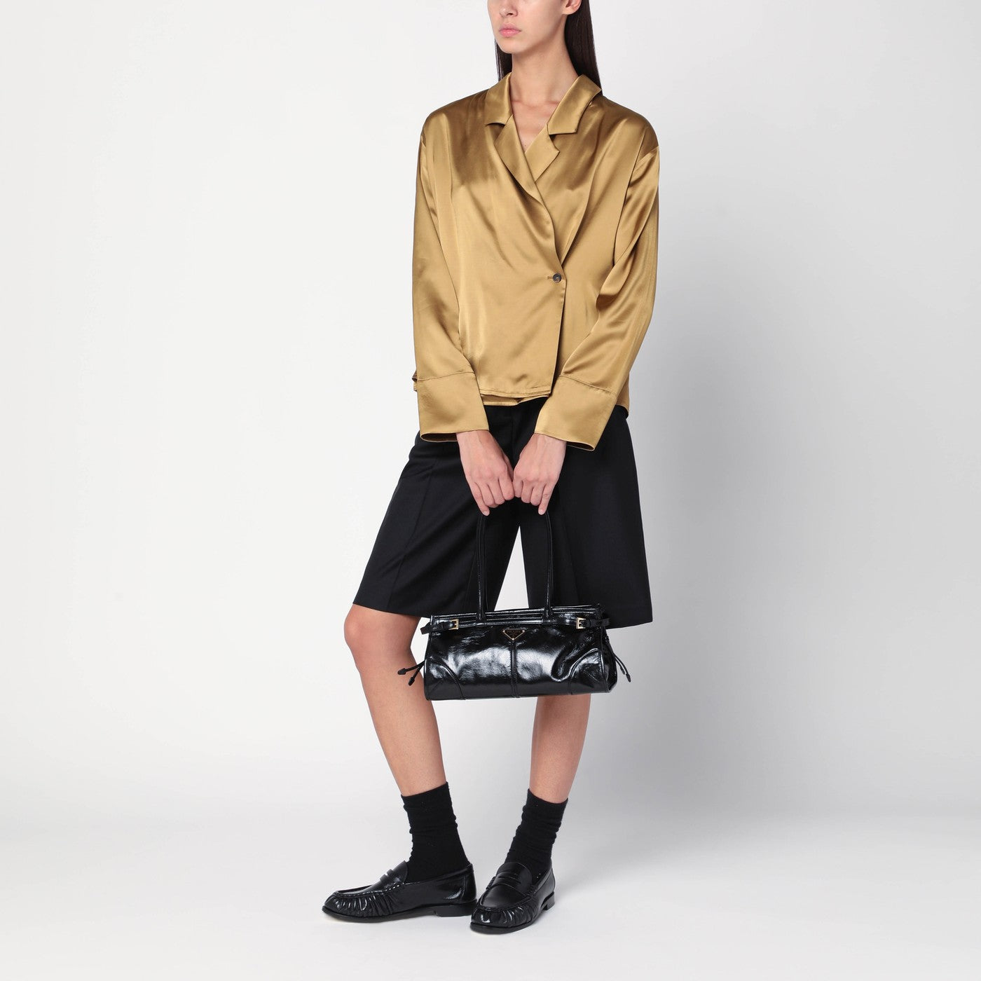 Ockerfarbene Satinbluse Persia