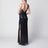 Robe longue drapée à strass noire