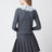 Knitted wool cardigan with lace collar in grey