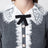Knitted wool cardigan with lace collar in grey