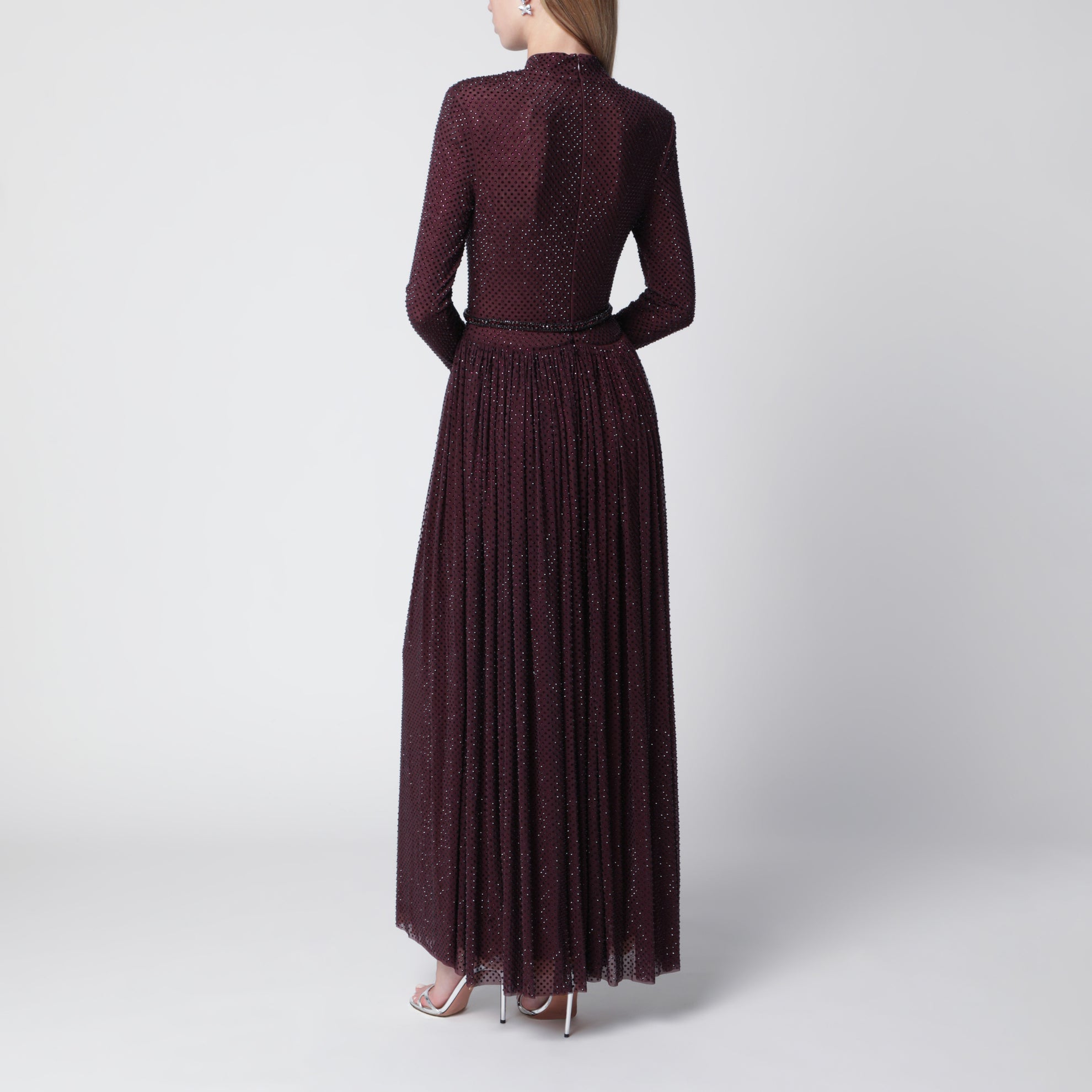Self-Portrait | Burgundy long dress with rhinestones | Woman