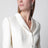 Robe midi à col châle en bouclé crème