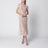 Robe midi brodée de fleurs à sequins rose