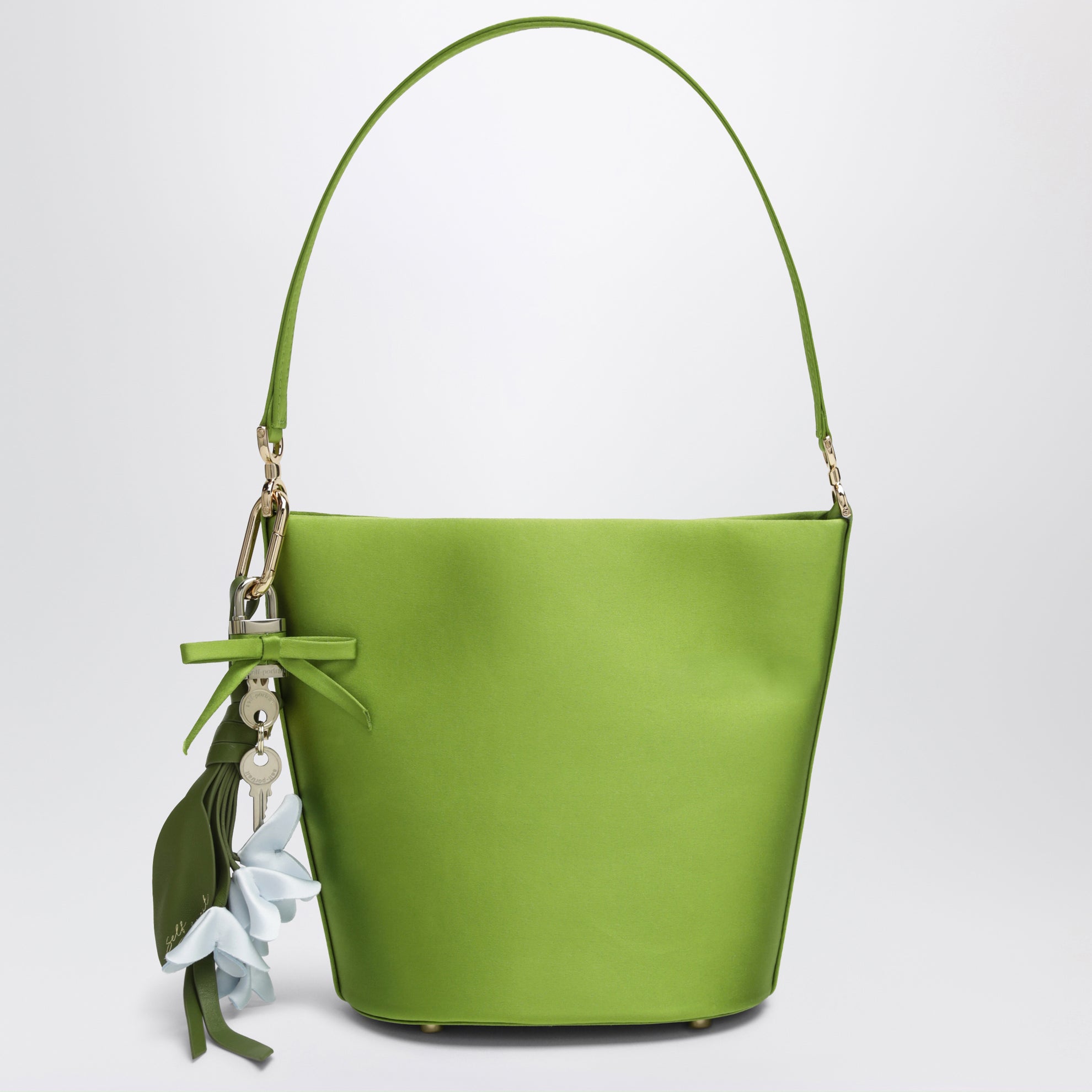 Borsa a secchiello verde in raso