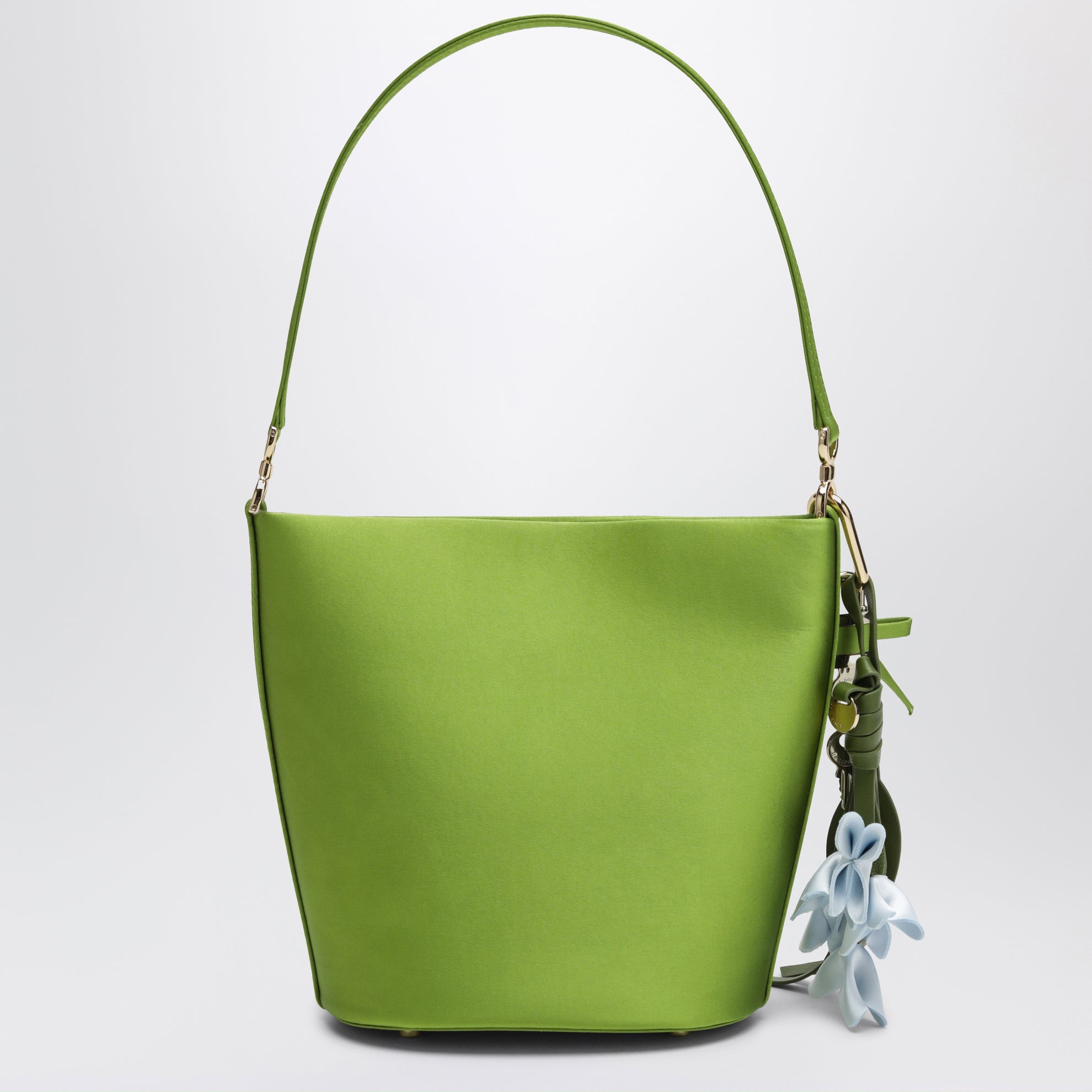 Borsa a secchiello verde in raso