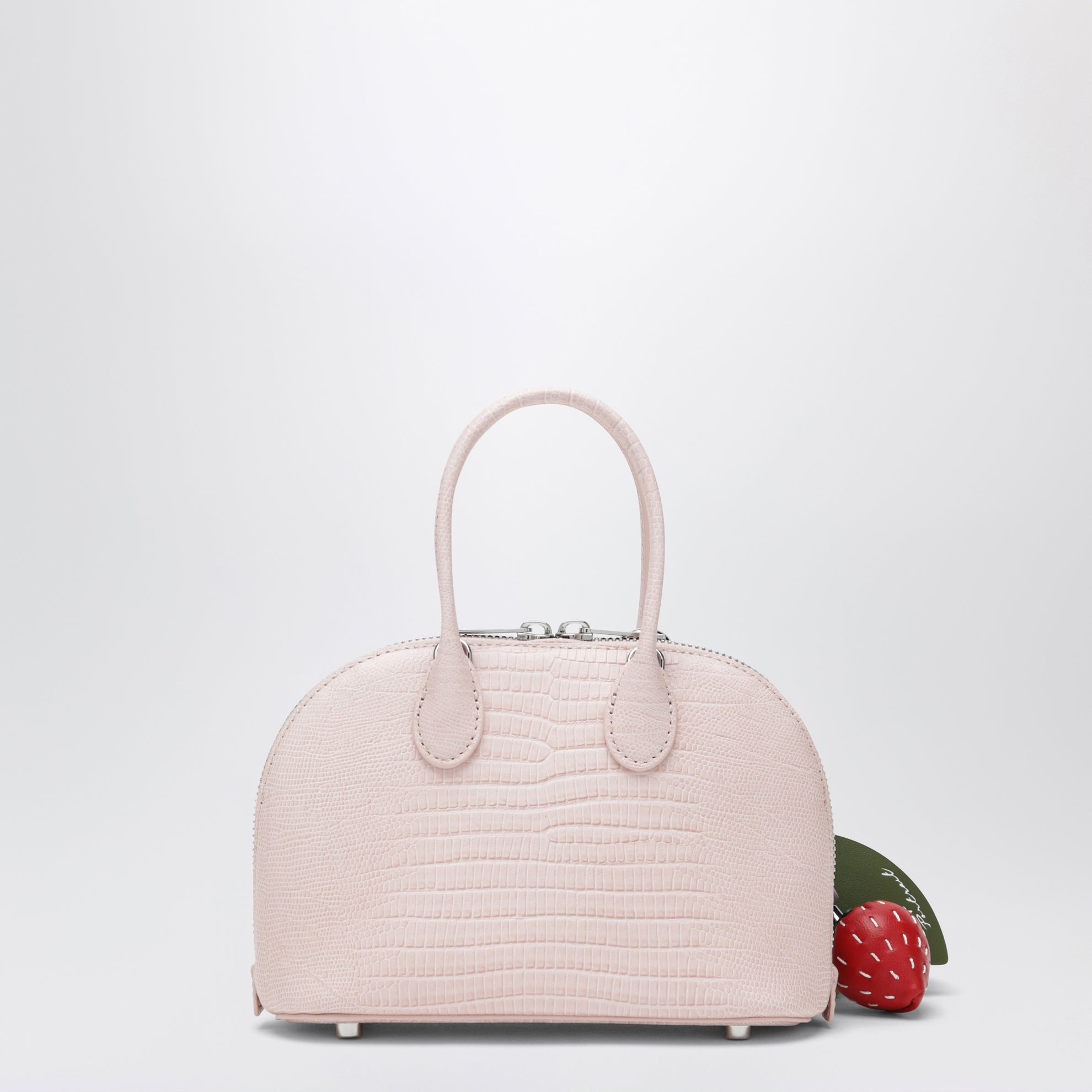 Mini sac bowling en cuir embossé rose